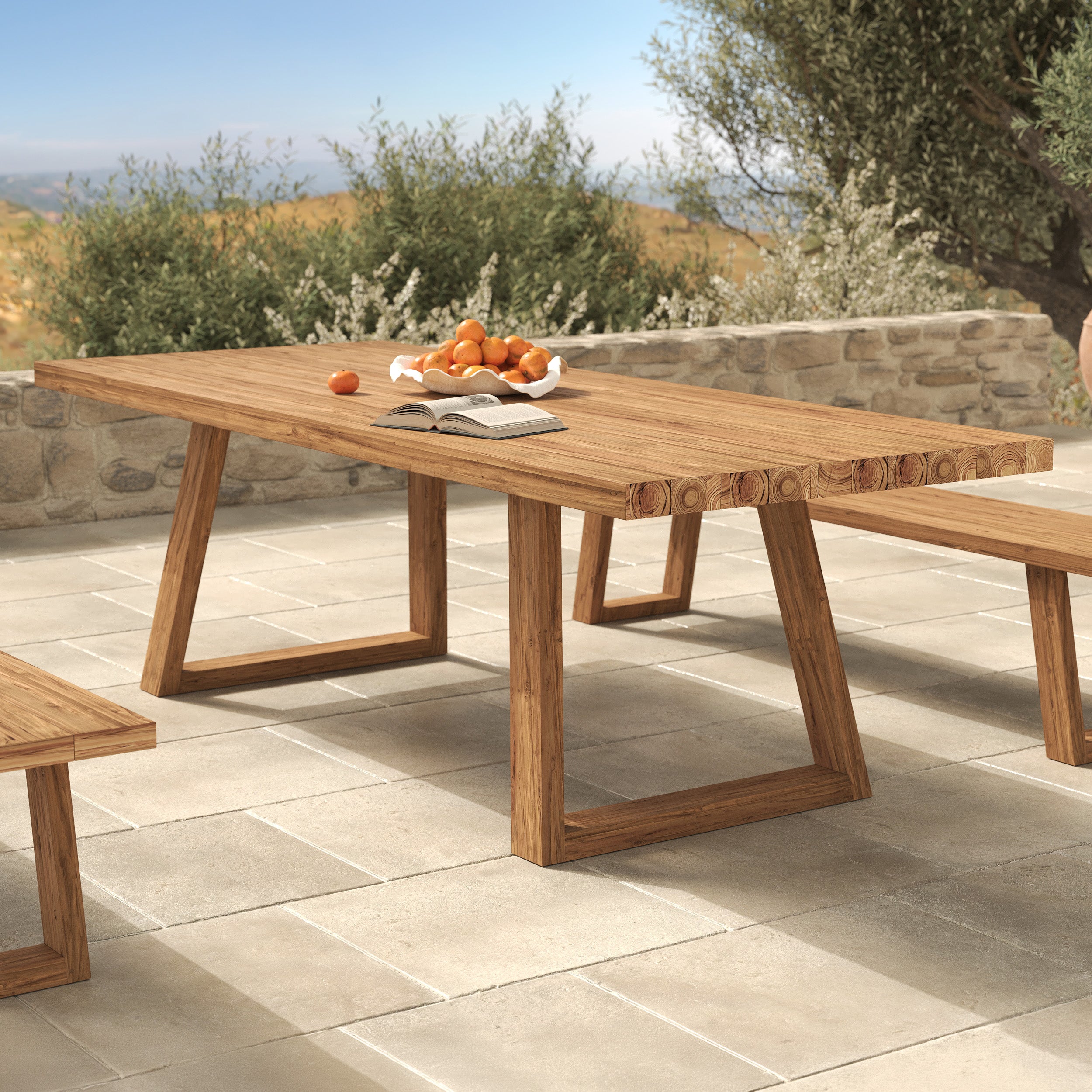 Table de jardin teck recyclé