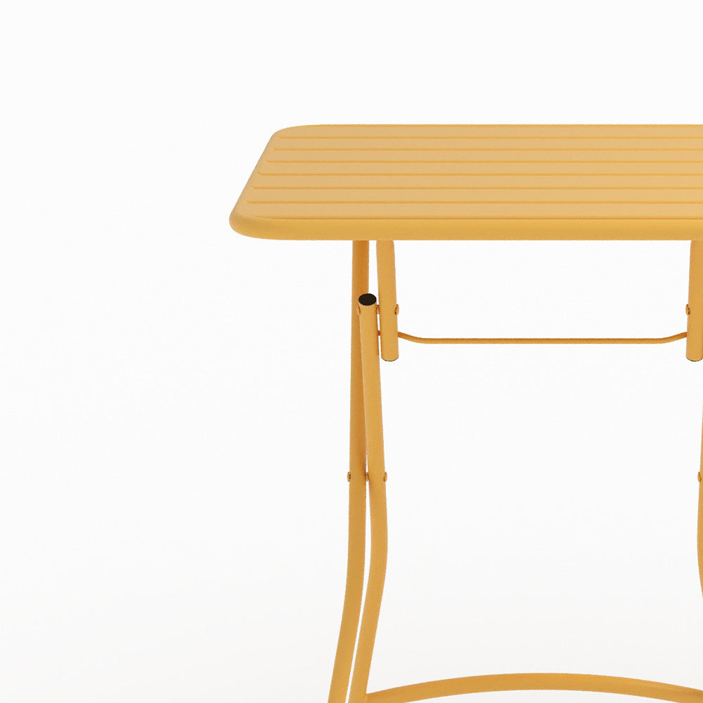 Table de jardin Yumi pliante en métal jaune beurre 2 personnes
