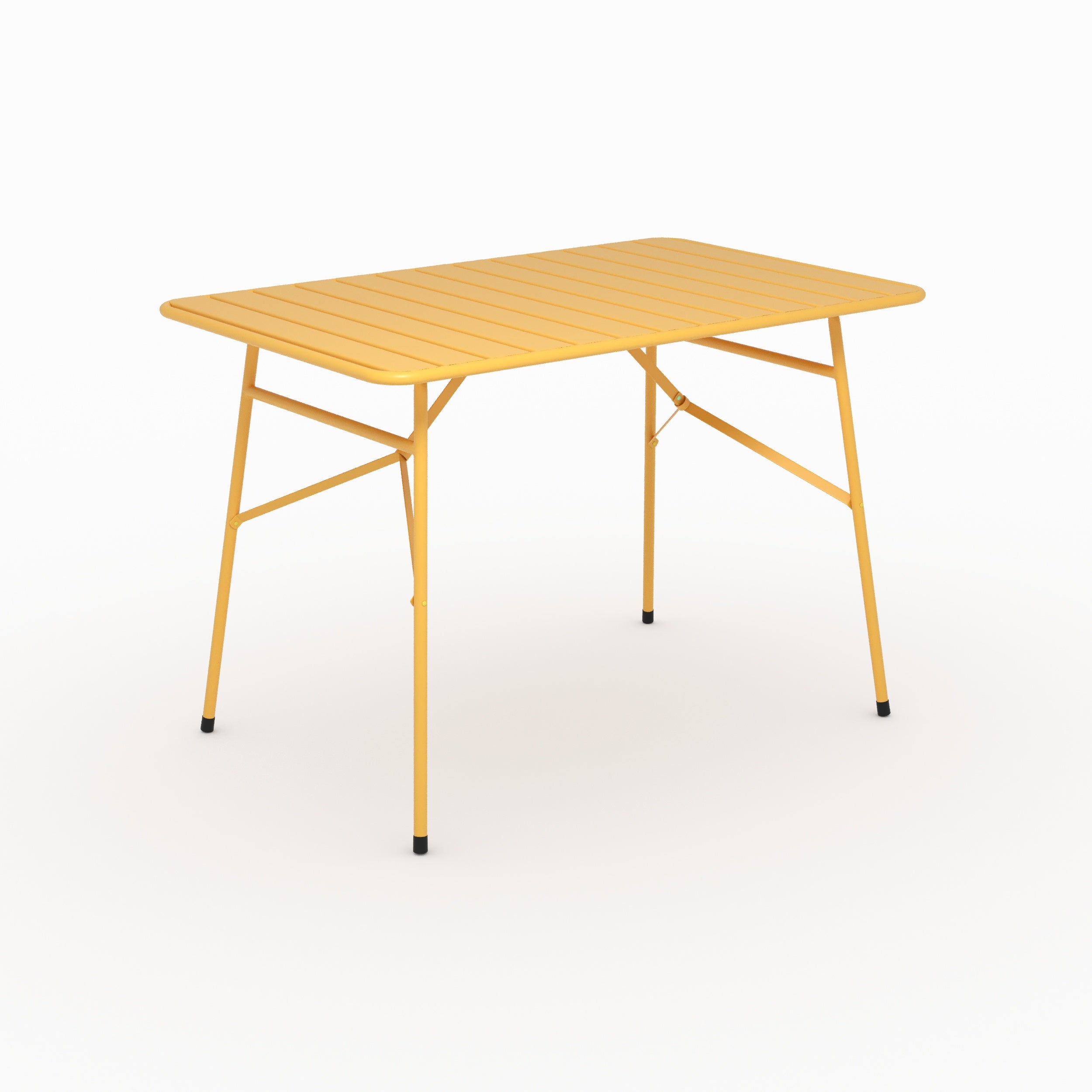 Table de jardin Yumi pliante en métal jaune beurre 4 personnes zoom produit