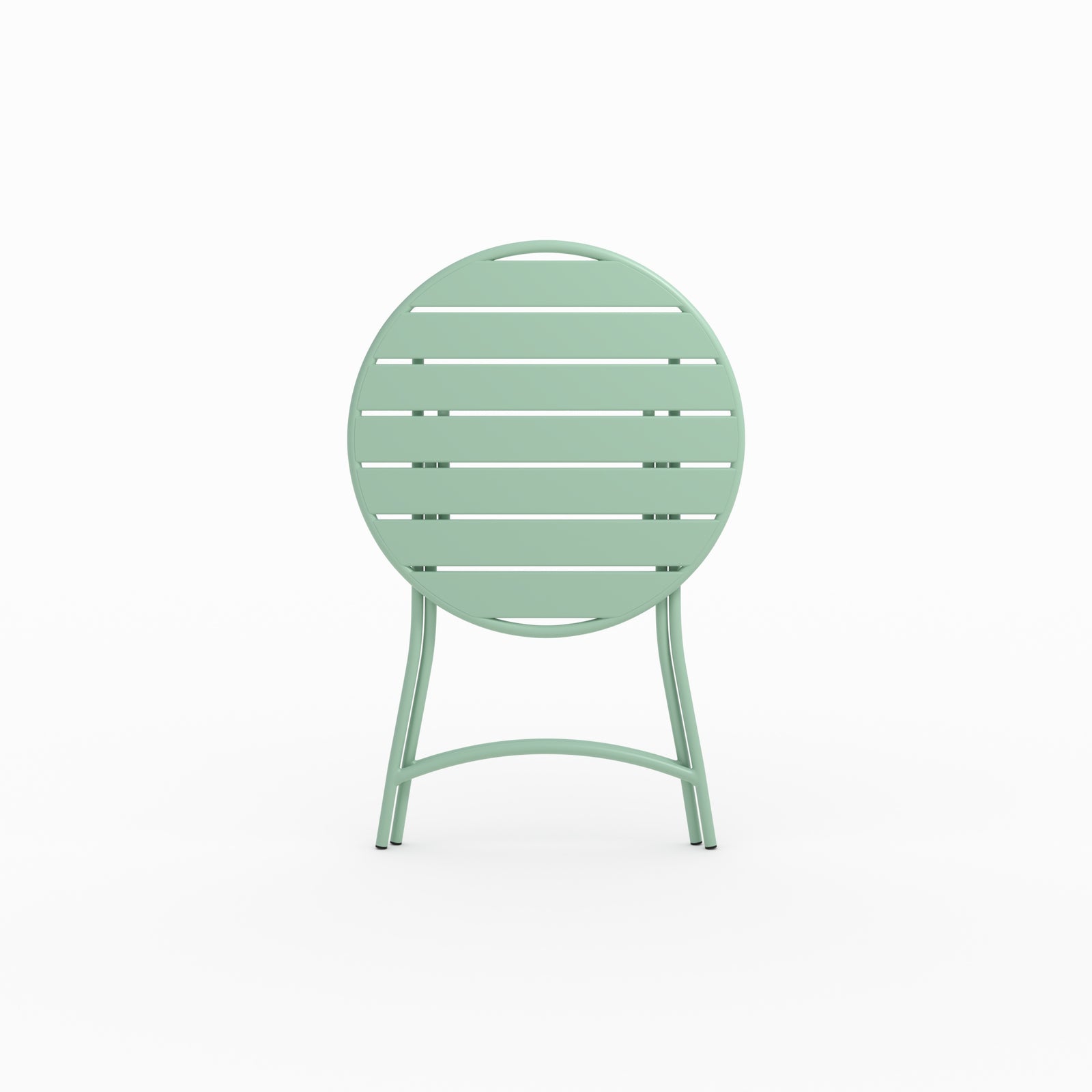 Table de jardin Yumi ronde et pliante en métal vert clair 2 personnes zoom produit