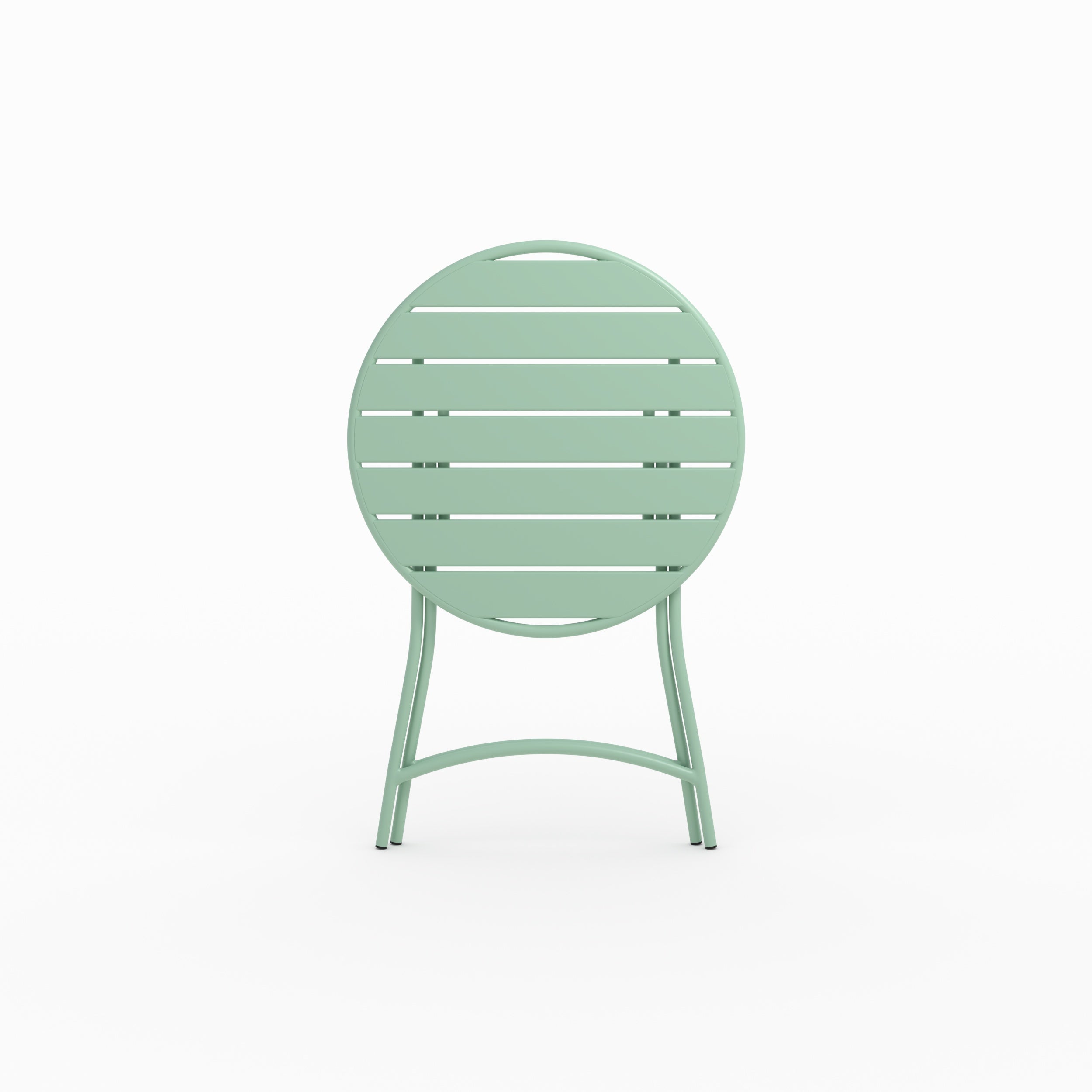 Table de jardin Yumi ronde et pliante en métal vert clair 2 personnes zoom produit