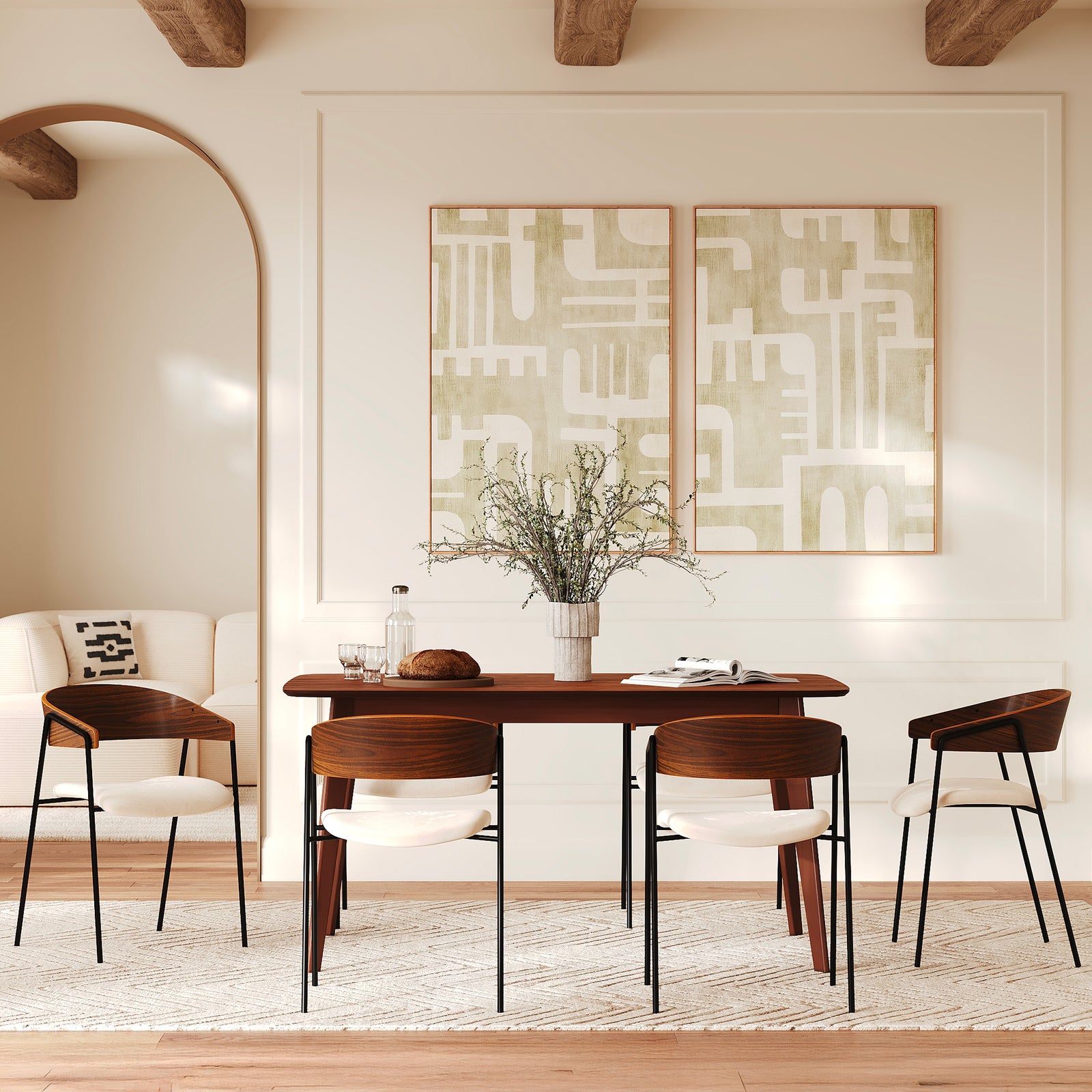 Table en bois foncé extensible Oman 150 180 cm
