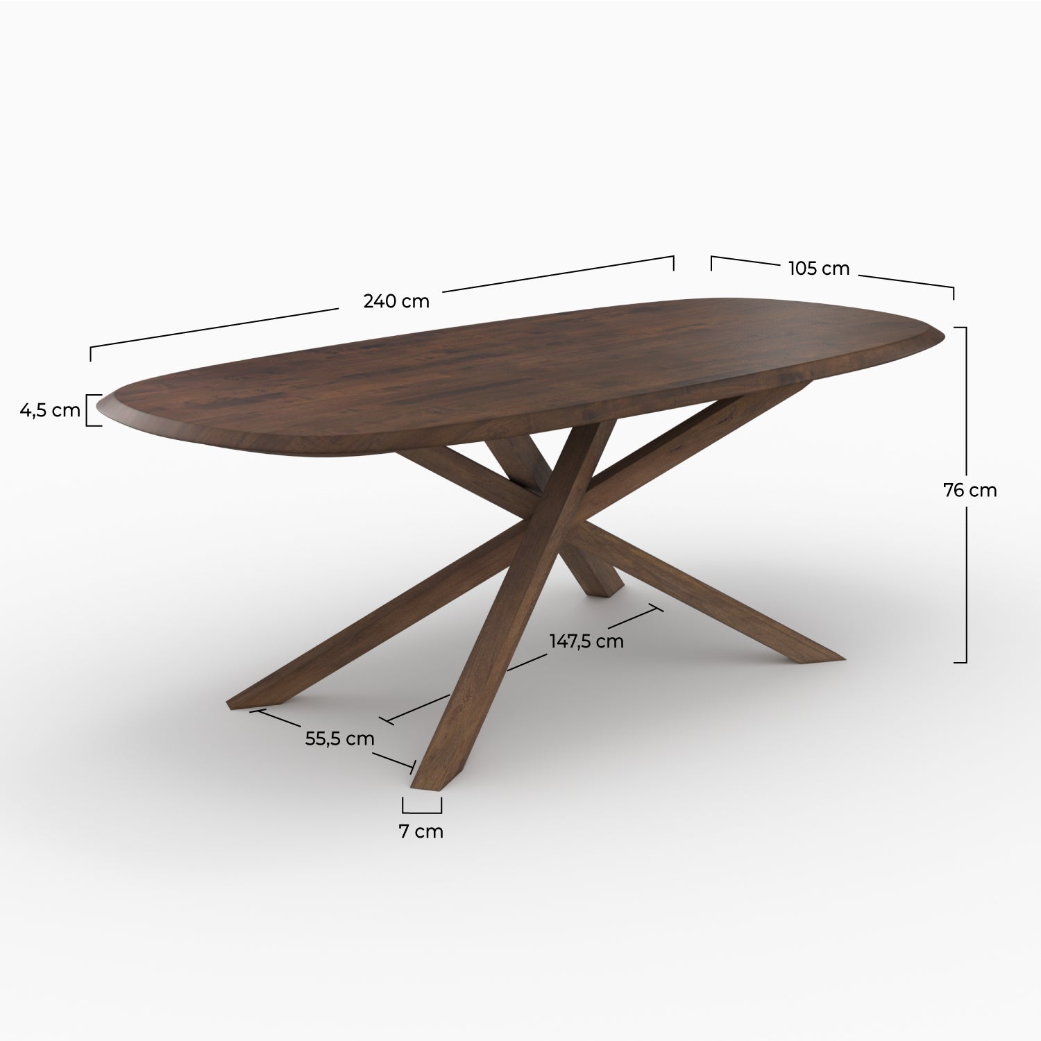 tavolo in legno scuro hevea aladino rdv deco