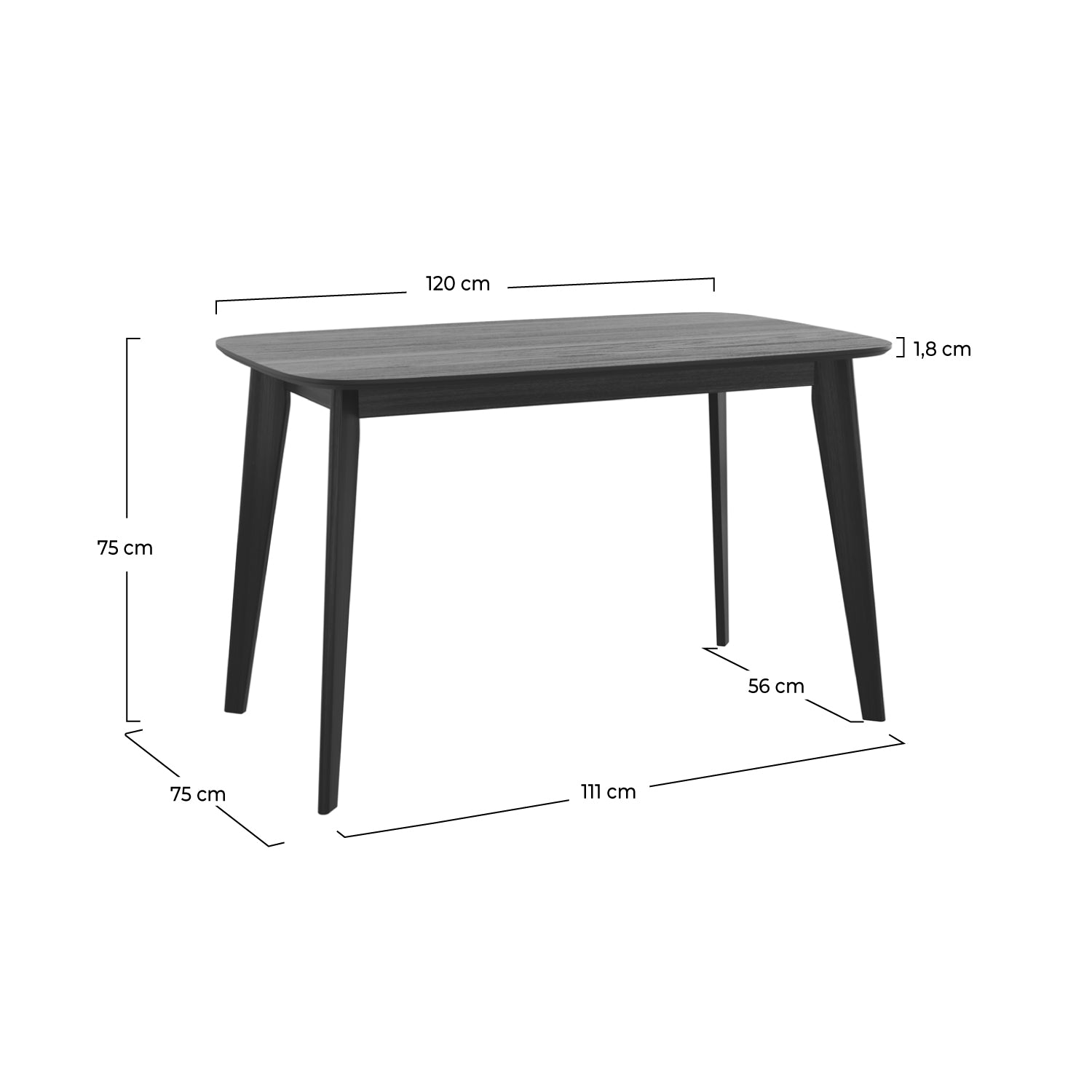tavolo in legno nero rettangolare oman 120 cm rdv deco