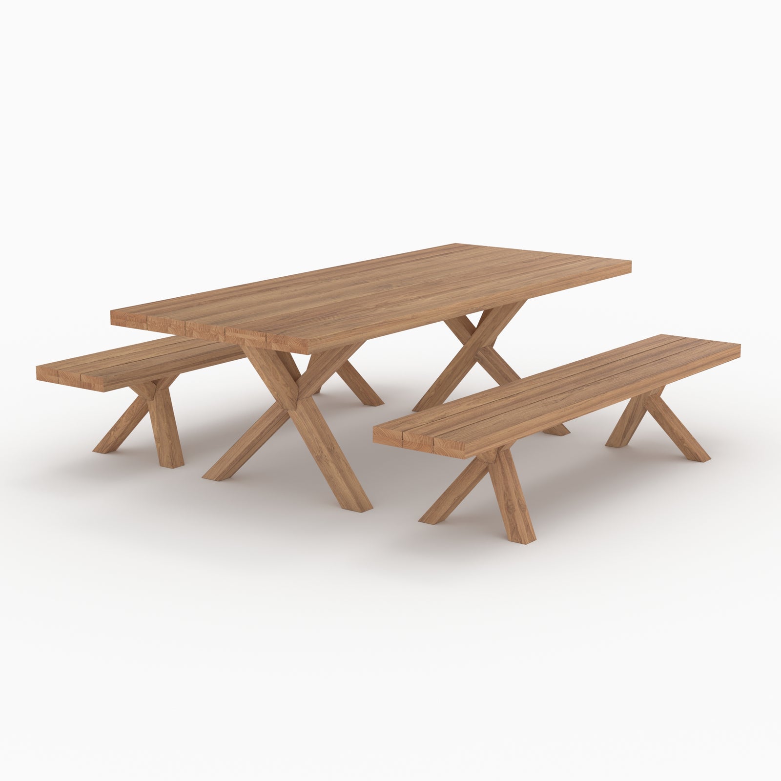 table et bancs jardin 10 personnes soraya en bois de teck recycle
