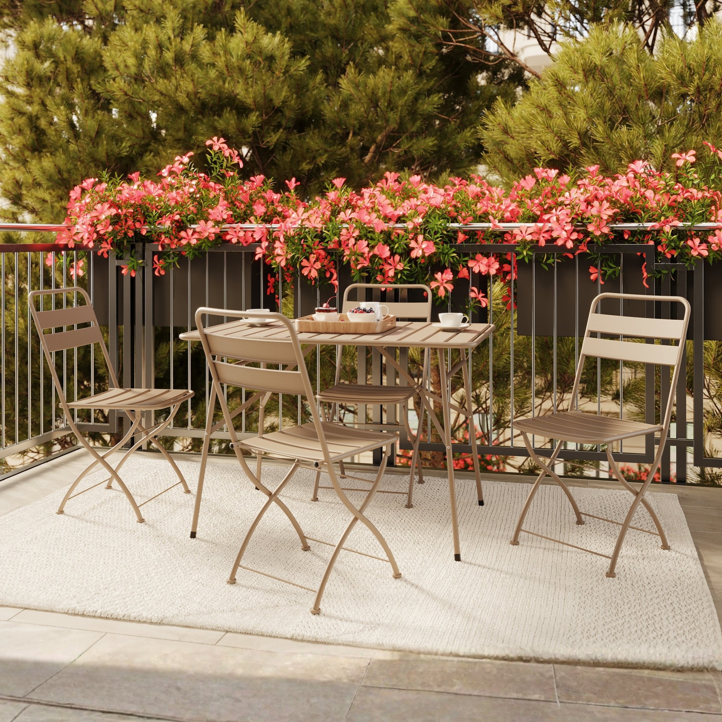 Table et chaises de jardin 4 places taupe