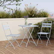 Table et chaises de jardin bleu pastel métal