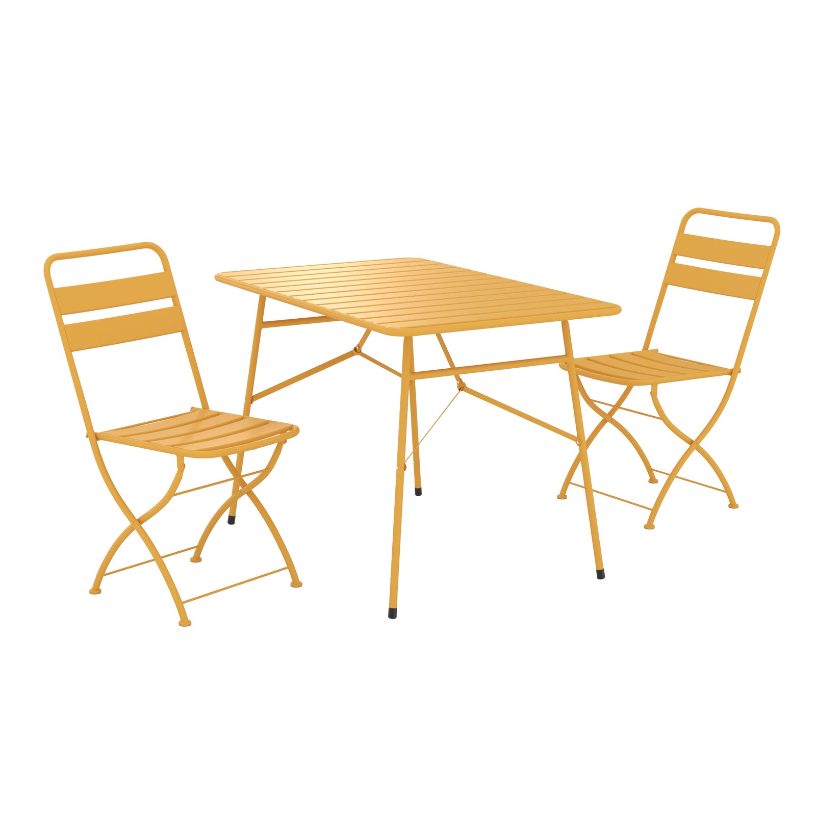 Table et chaises de jardin pliantes Yumi 4 personnes métal jaune