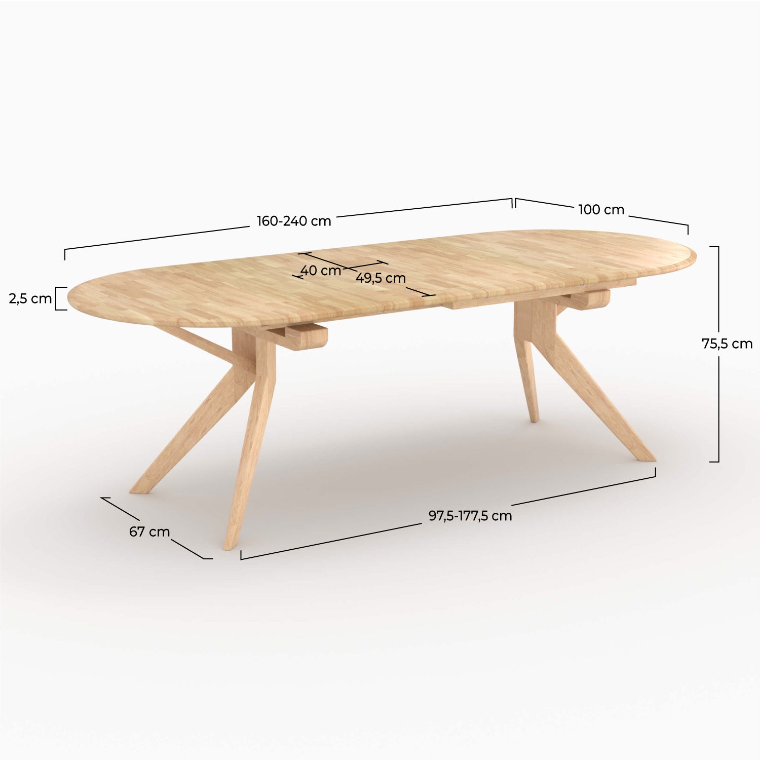 tavolo allungabile in legno massello chiaro rdv deco