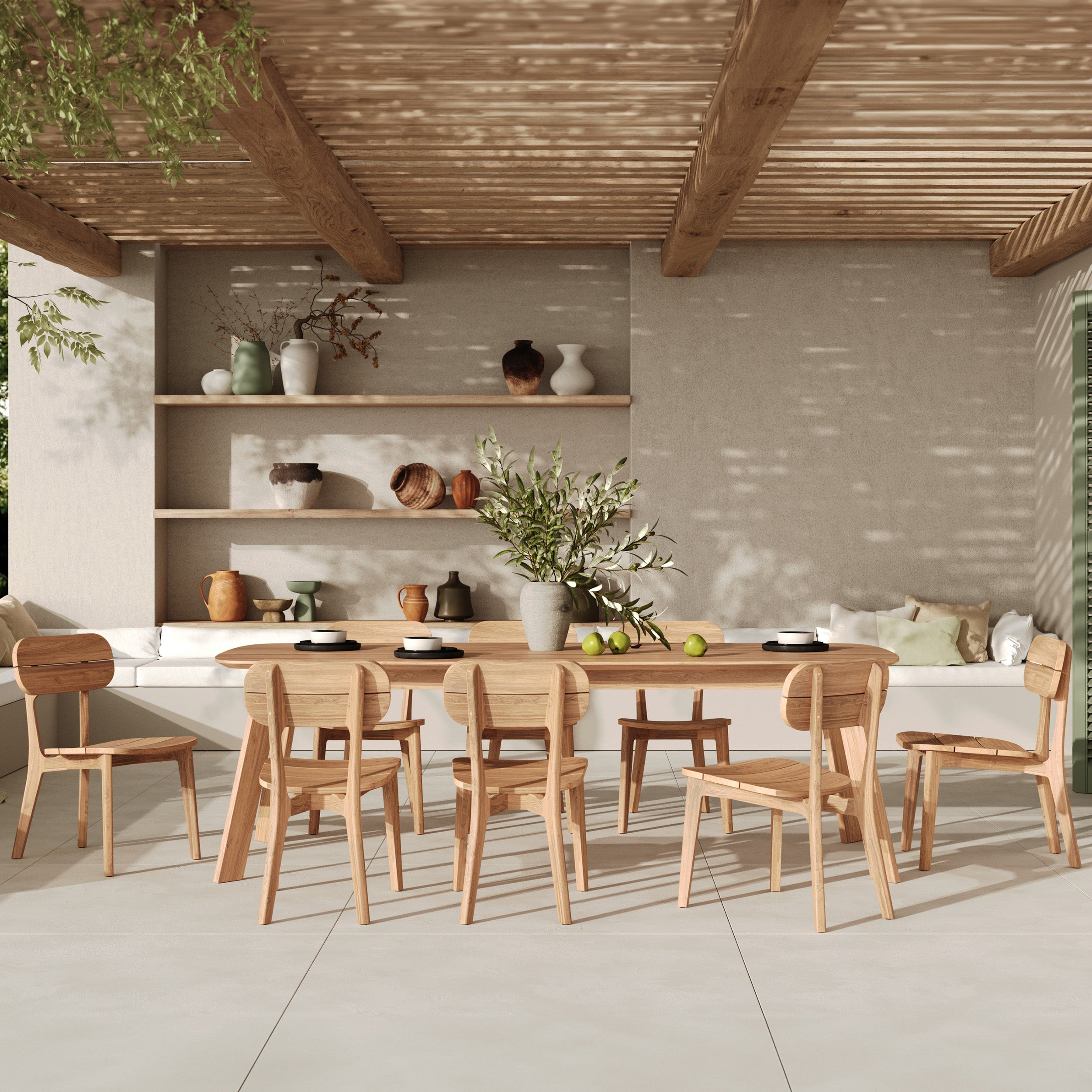 table exterieur bois de teck lumo 10 personnes
