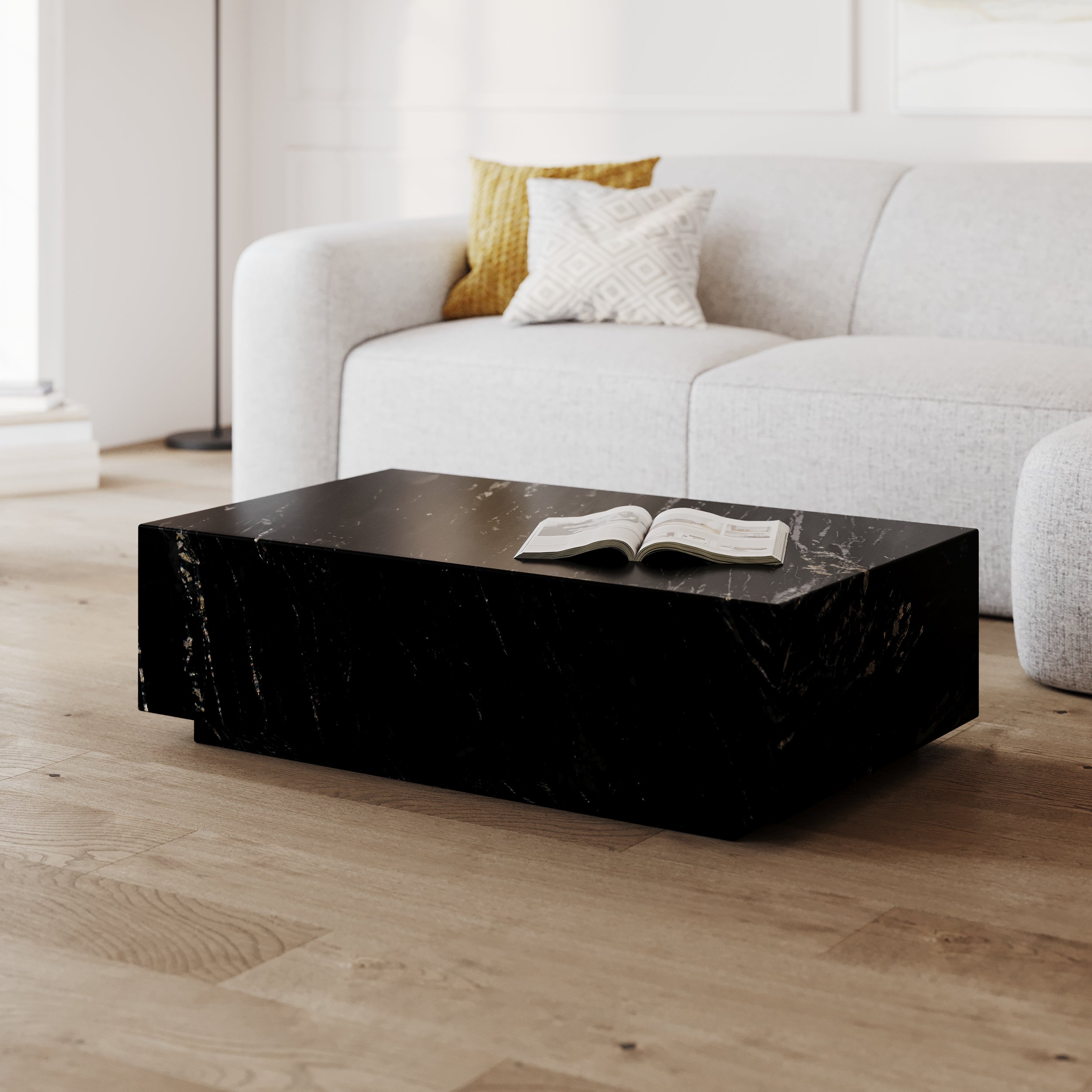 table izea noire rectangulaire marbre