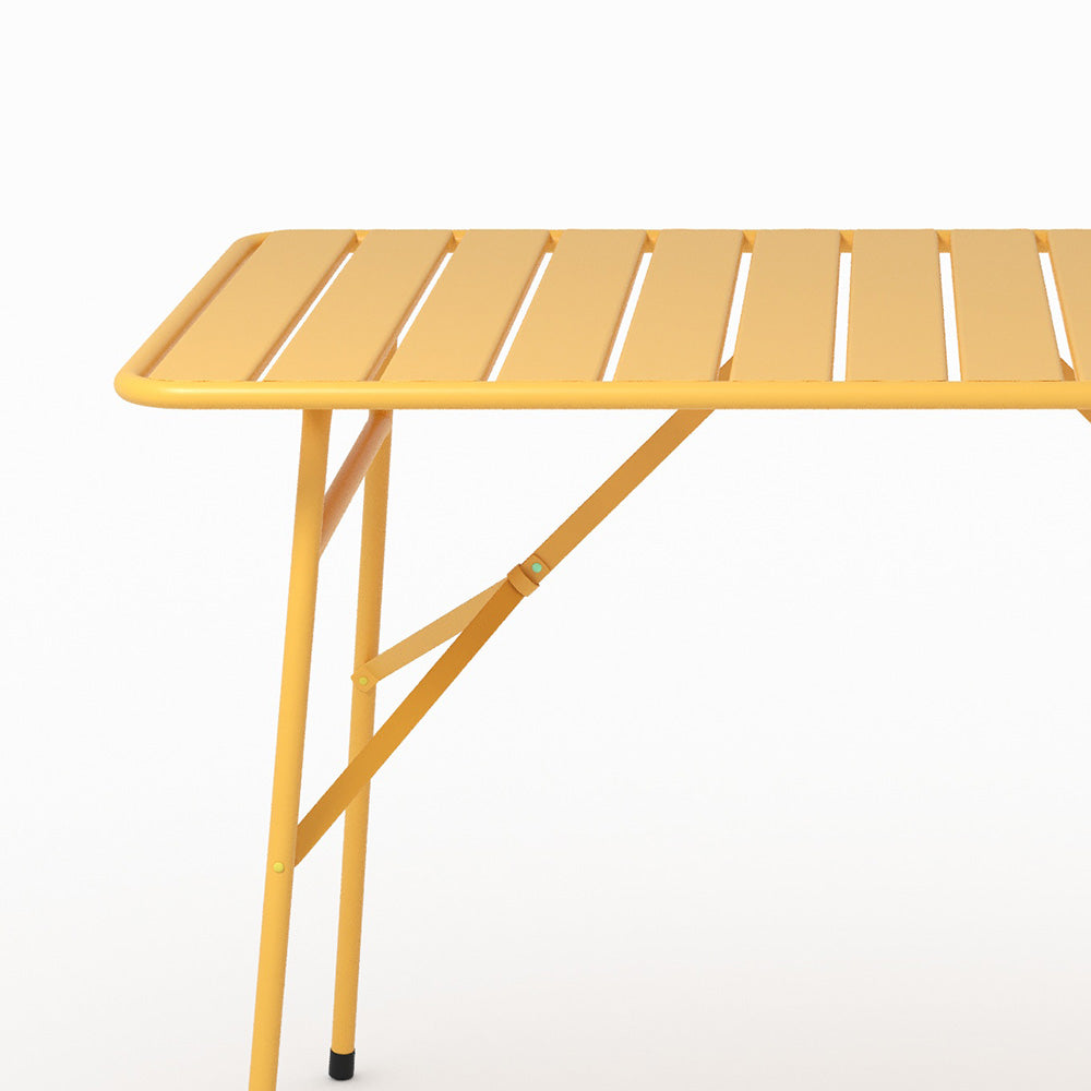 Table jardin avec chaises pliantes Yumi jaune métal 4 places