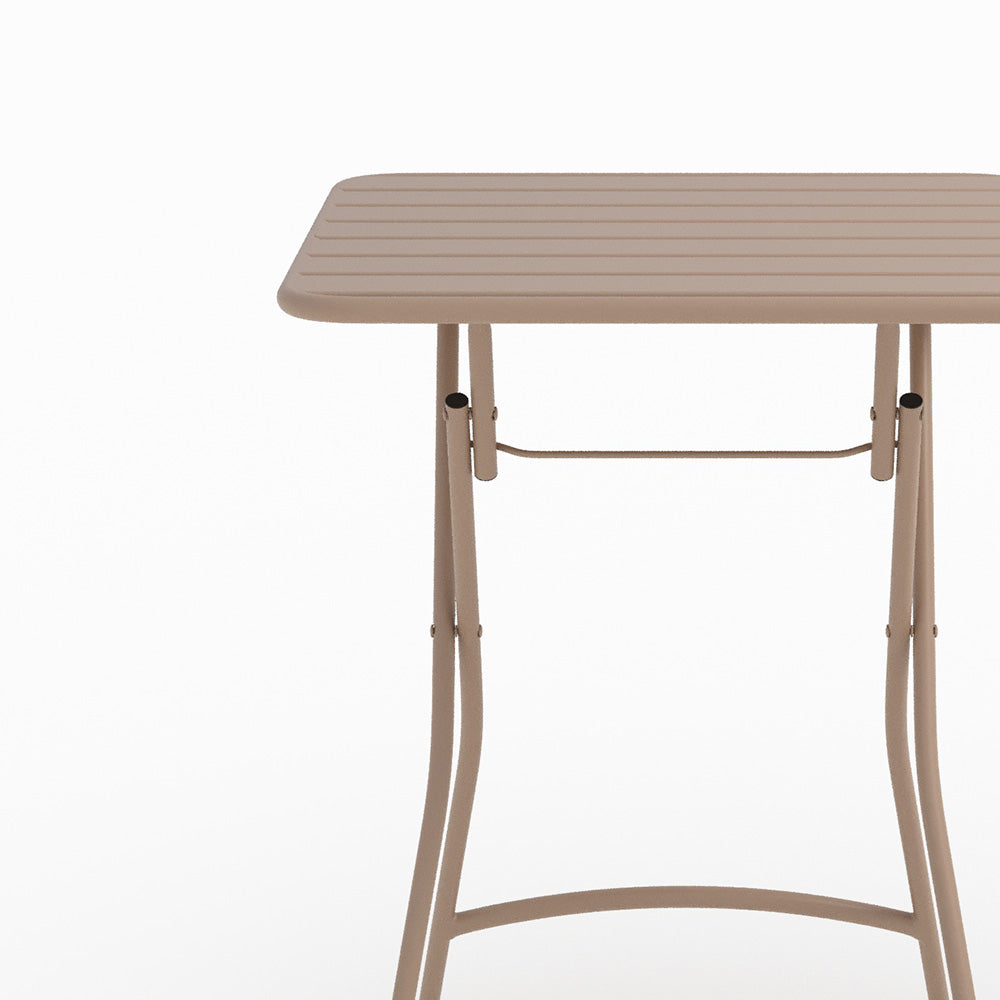 Table jardin avec chaises pliantes Yumi taupe métal 2 places