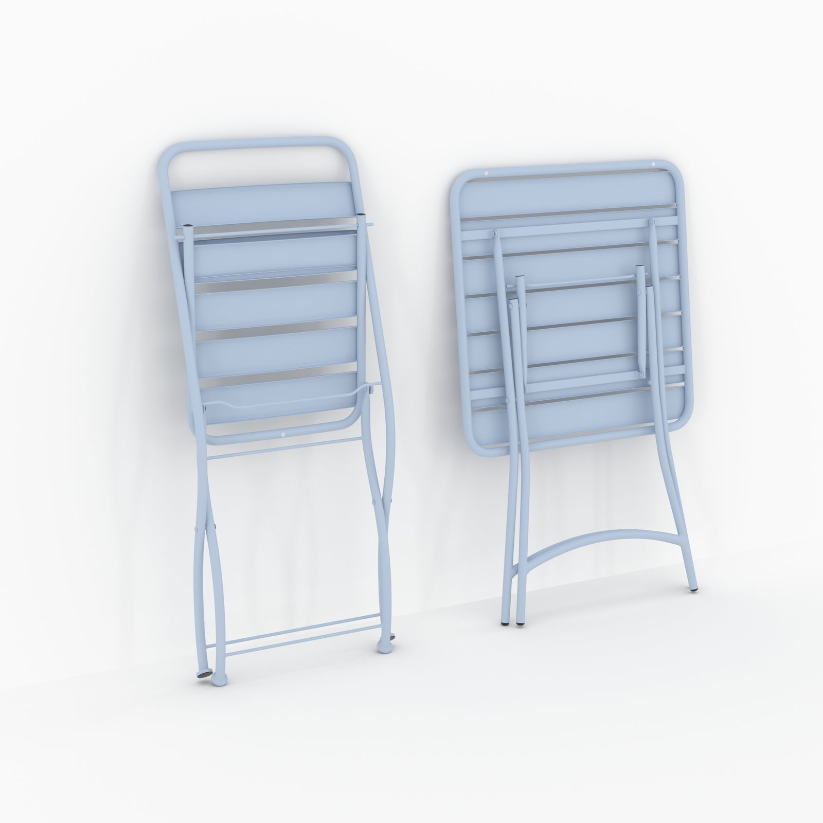 Table jardin Yumi avec chaises pliantes 2 personnes bleu