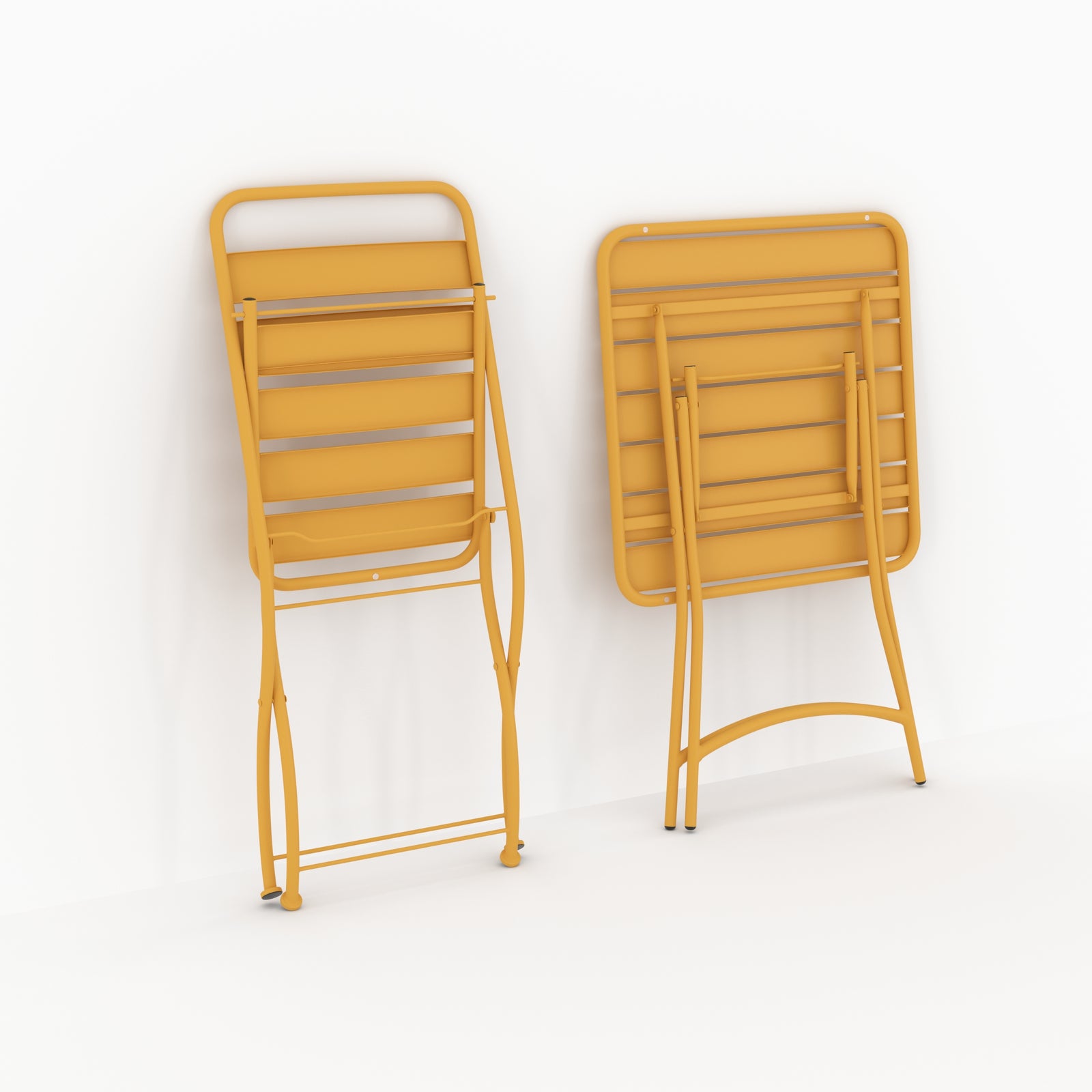 Table jardin Yumi avec chaises pliantes 2 personnes jaune