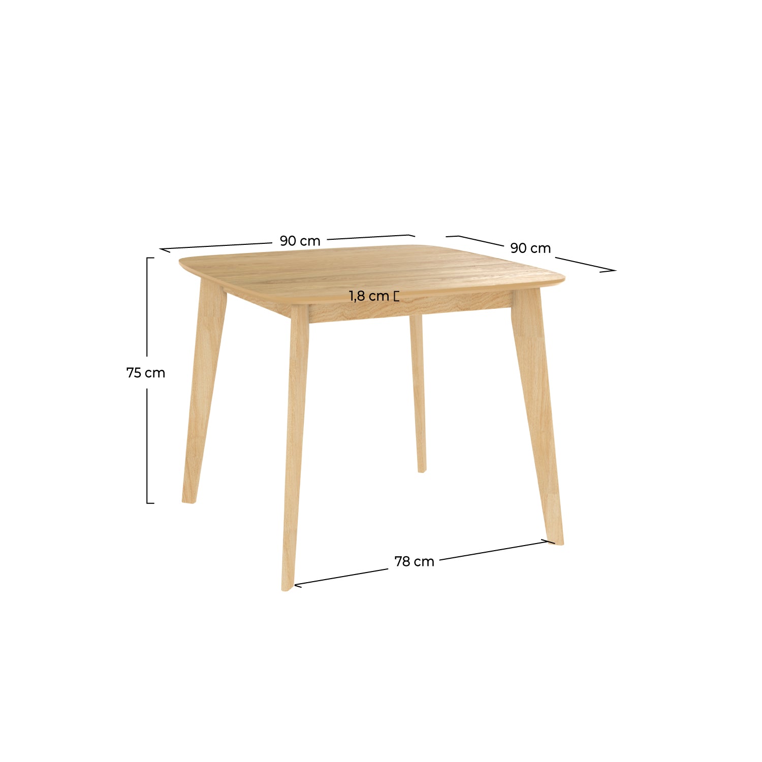 tavolo julio 90 cm quadrato legno chiaro
