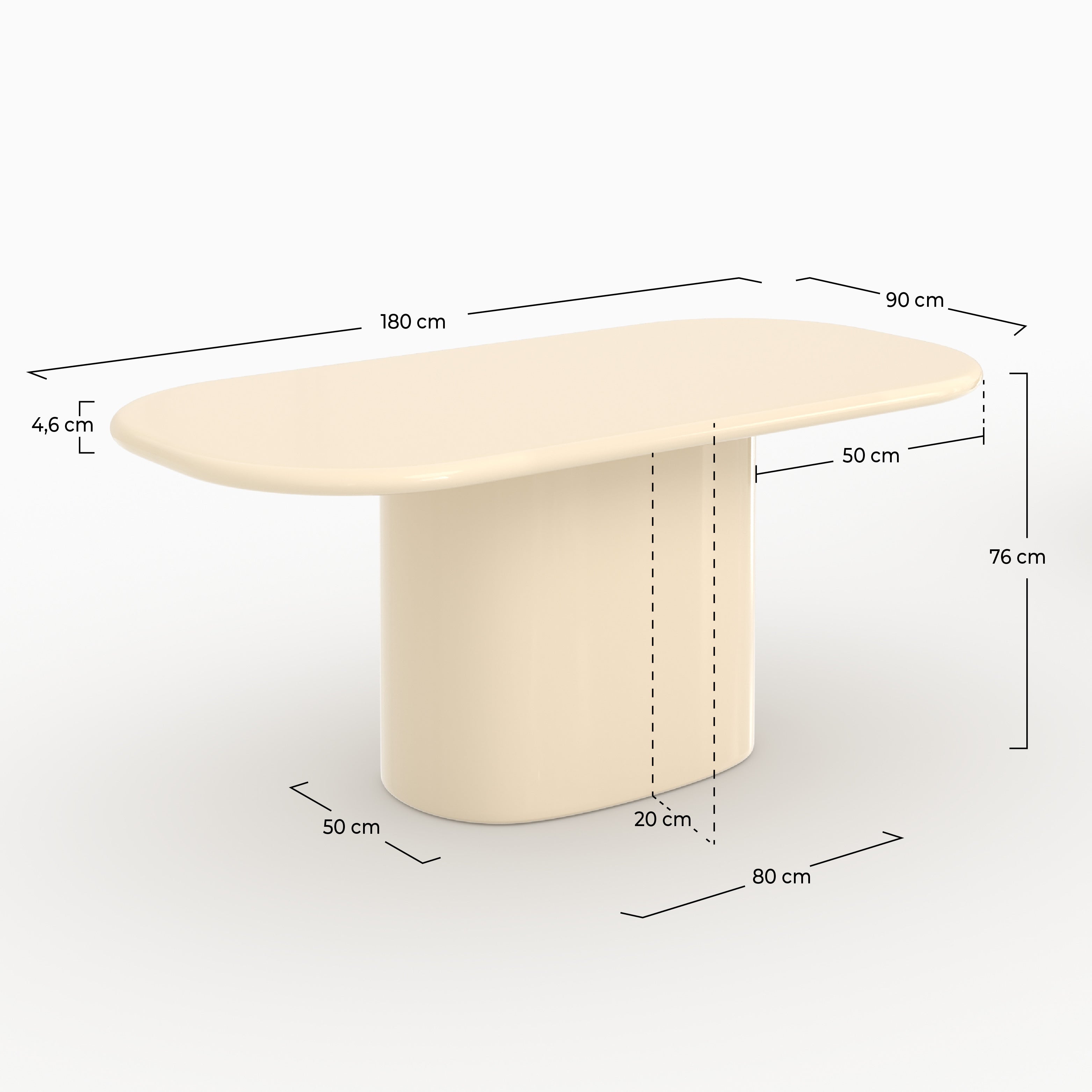 Table rectangulaire Lydia laquée blanche en MDF, 6 personnes