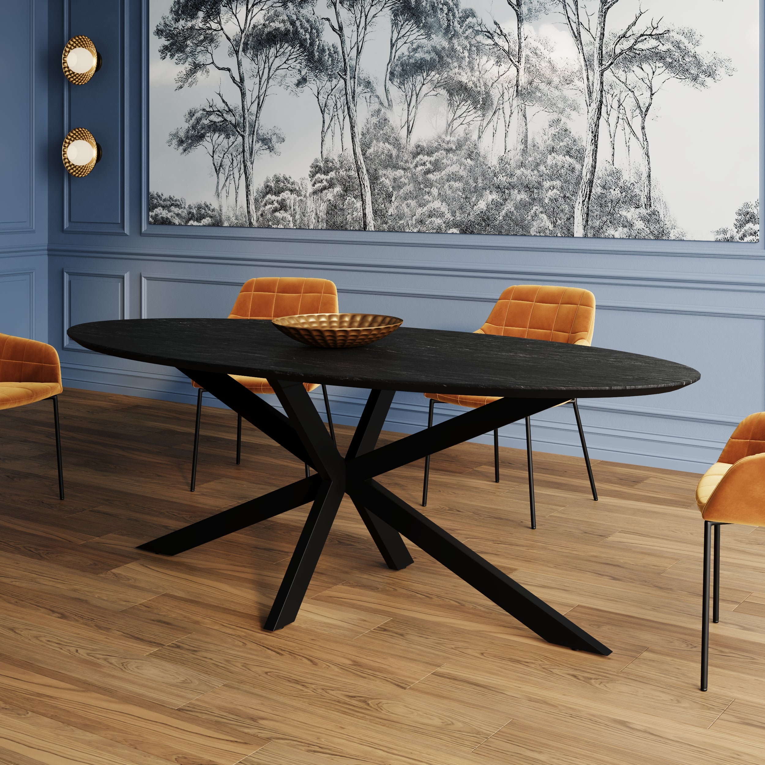 Table noir ovale 8 places