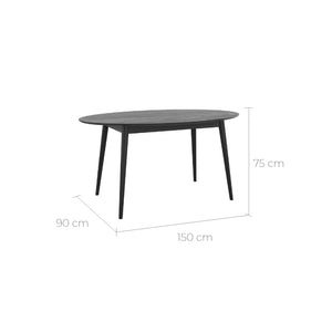 tavolo nero eddy ovale 150 cm