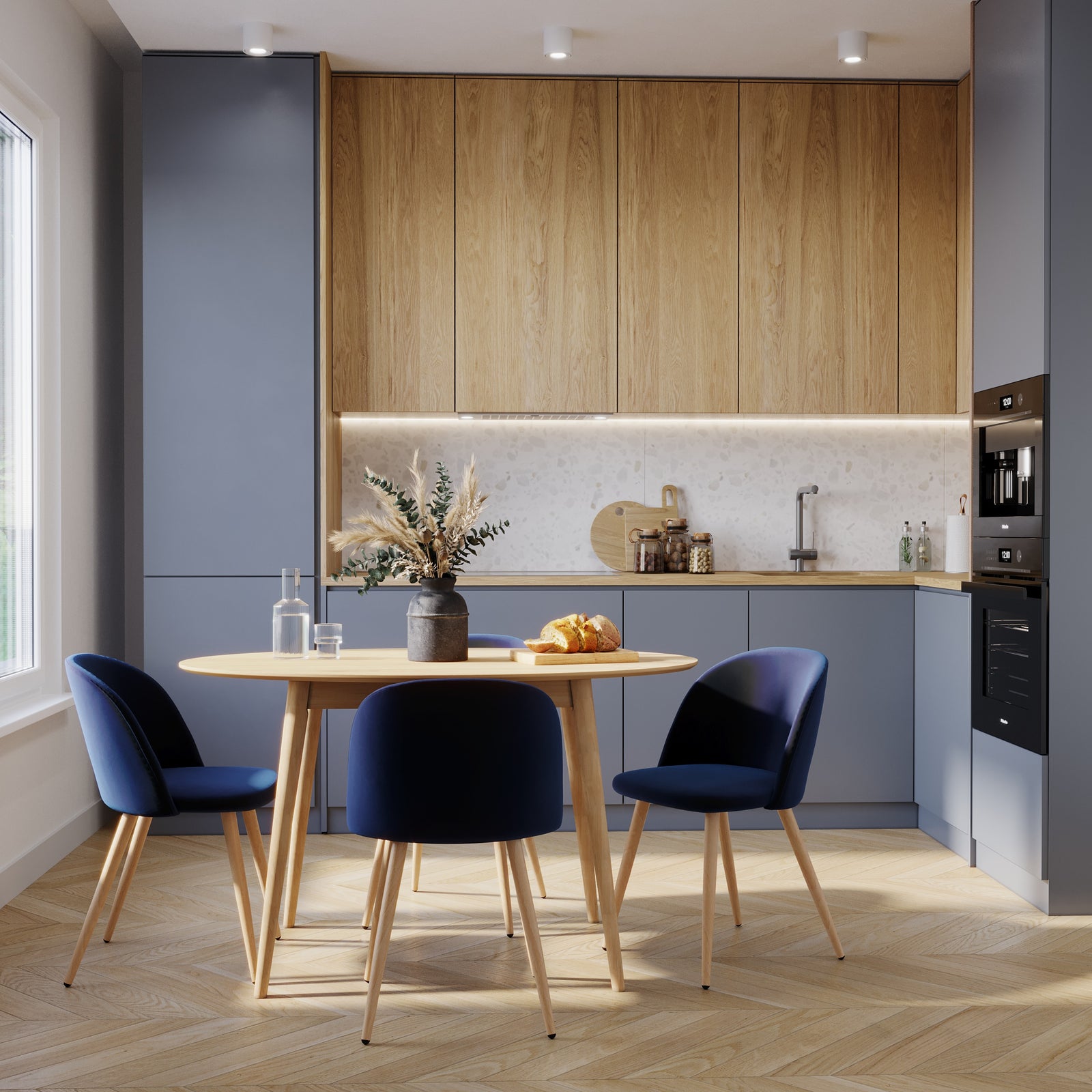 table ovale en bois clair 4 personnnes eddy