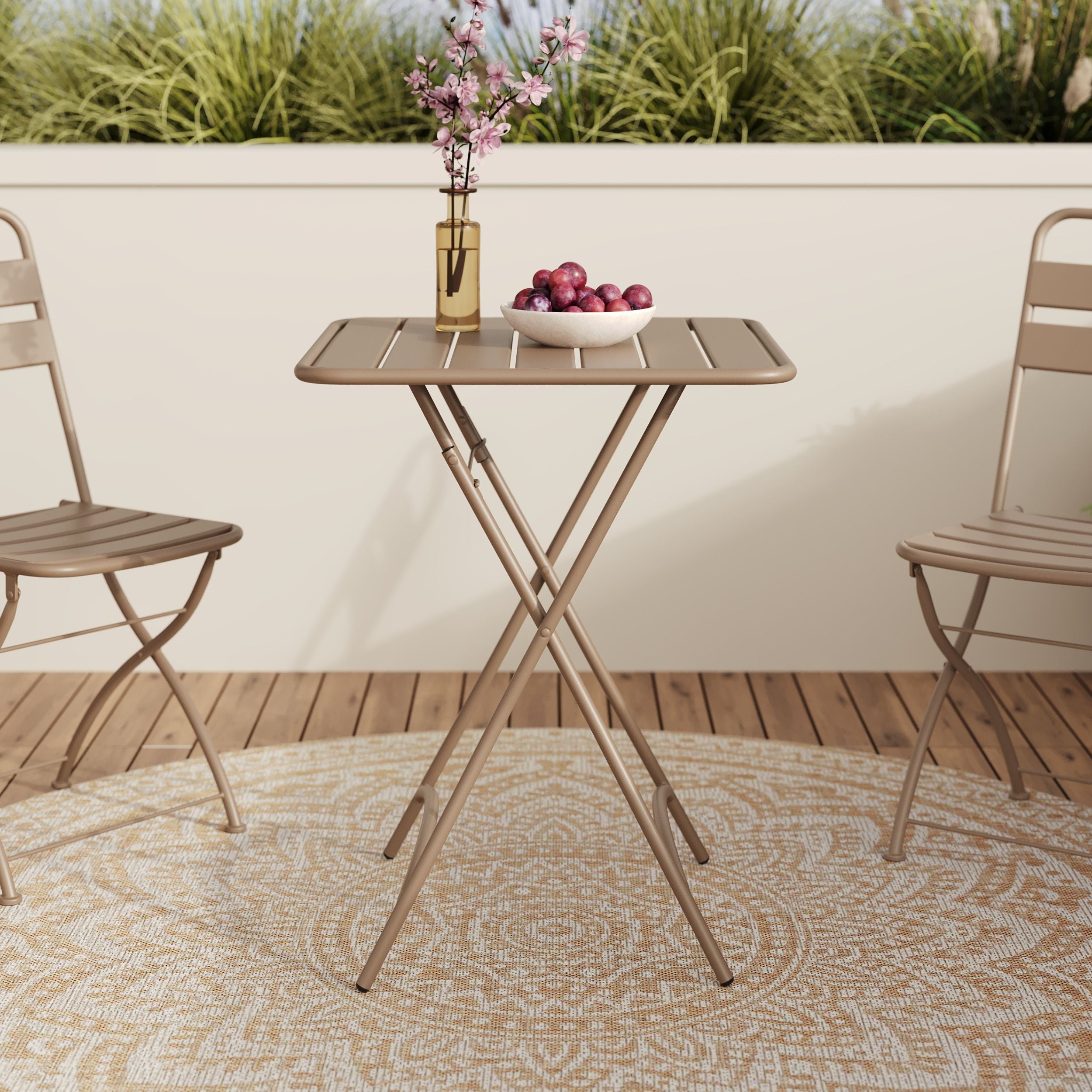Table pliante 2 places taupe