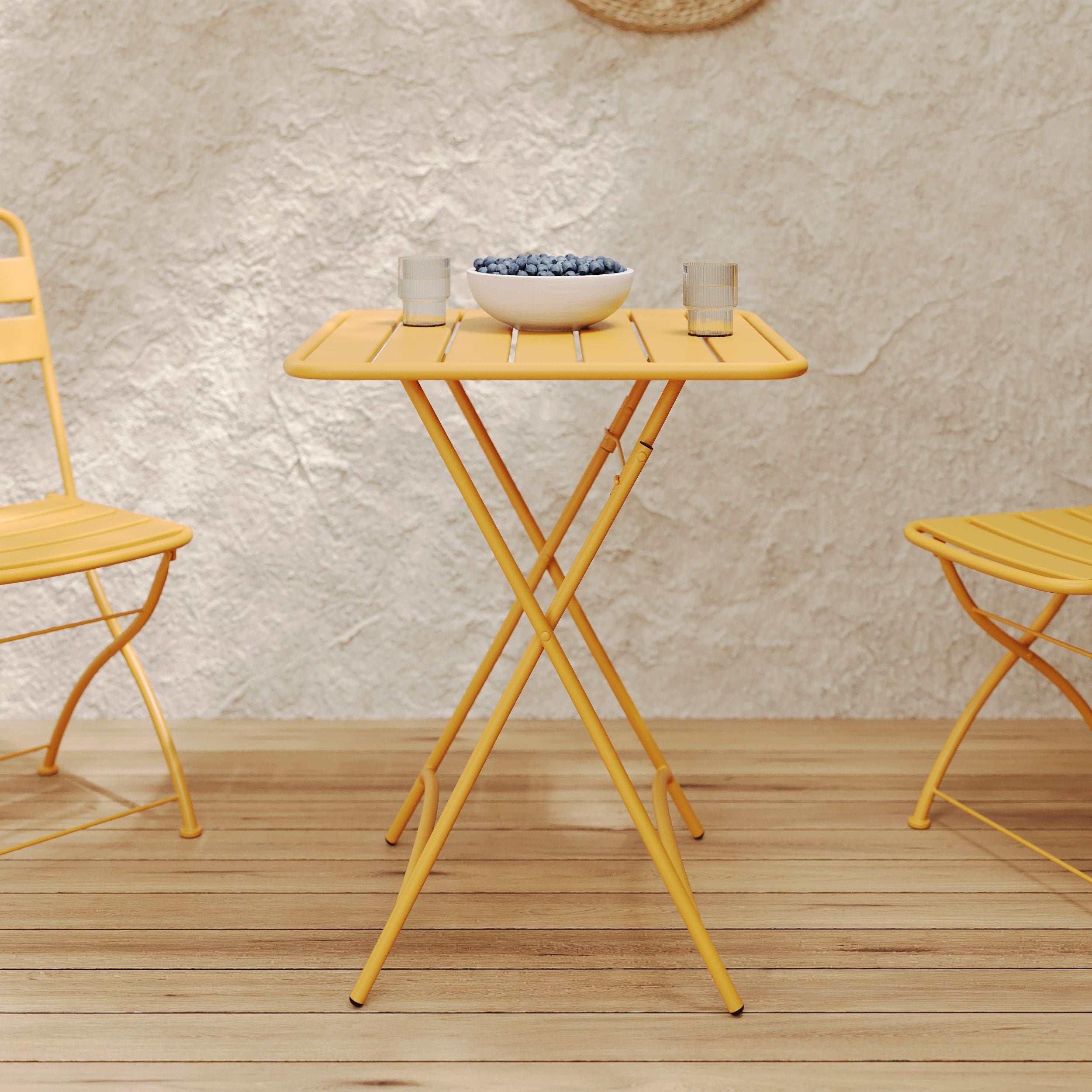 Table pliante jaune beurre 2 places
