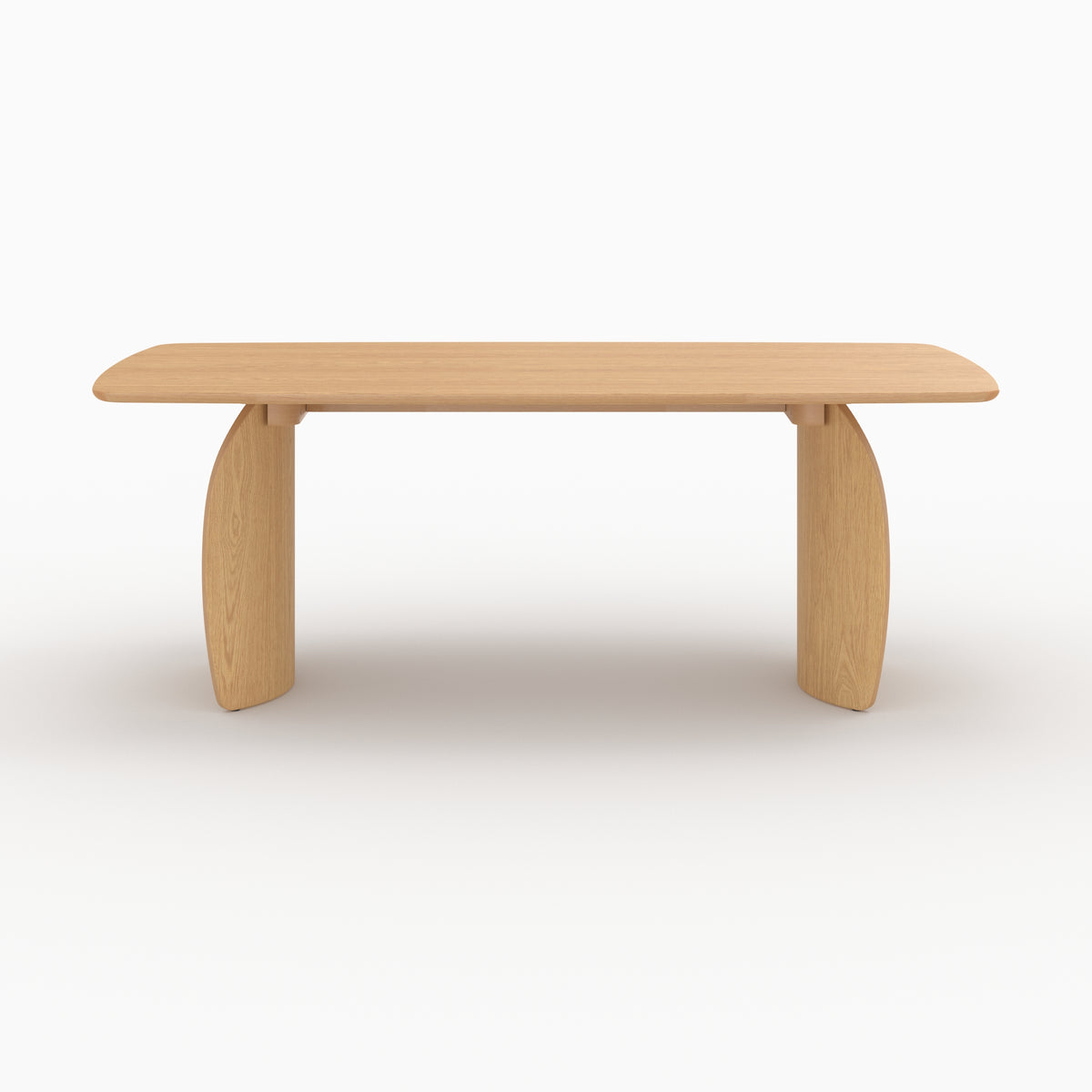 Table rectangulaire Asma en bois contreplaqué et placage en noyer clair, vue de face - Maison Pavane