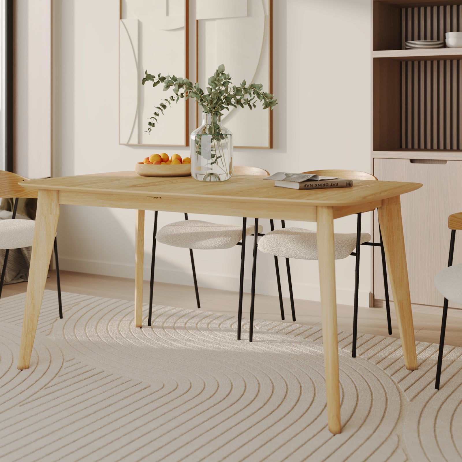 table rectangulaire extensible bois clair oman 4 6 personnes