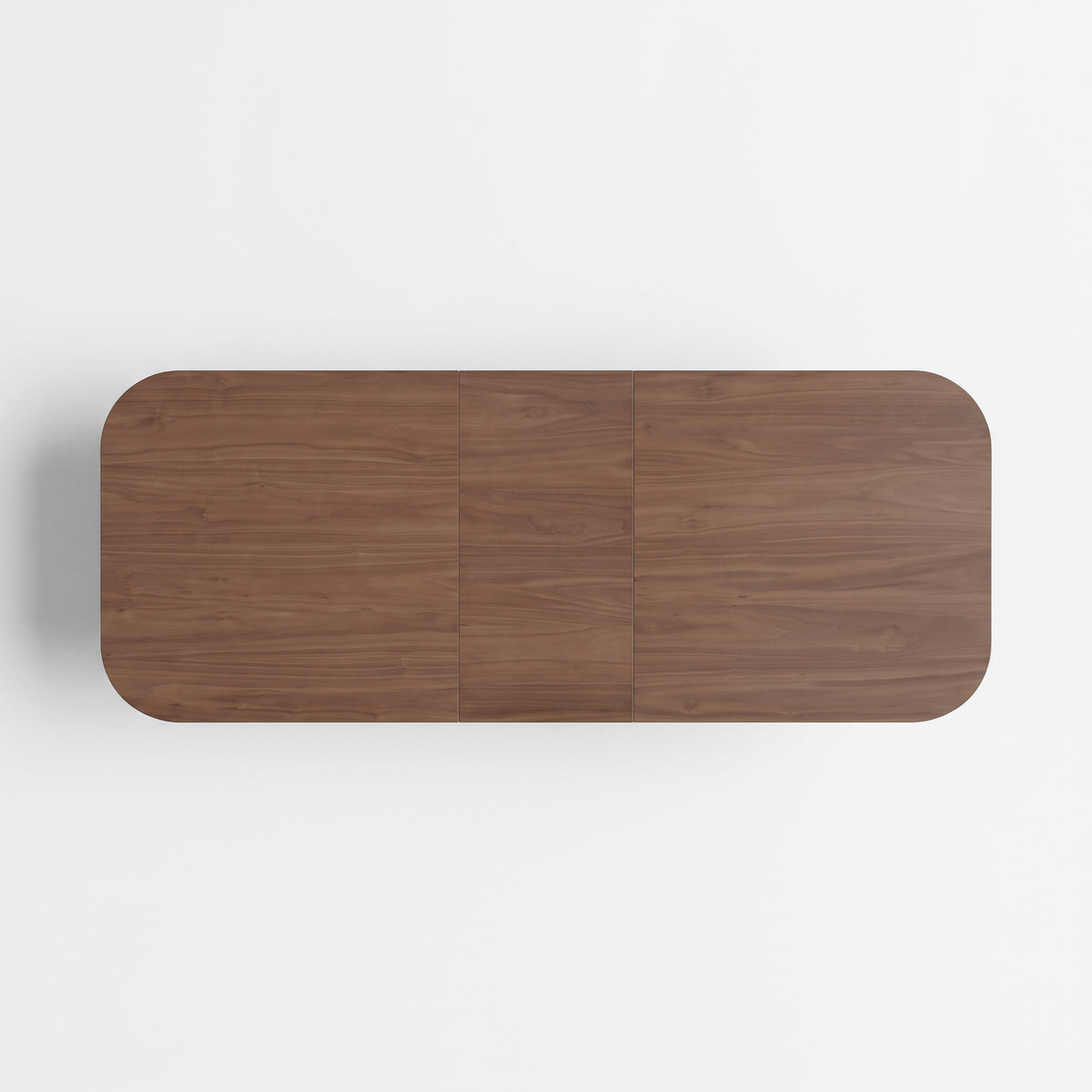 Table rectangulaire Georgette extensible en bois foncé, vue de dessus ouverte - Maison Pavane