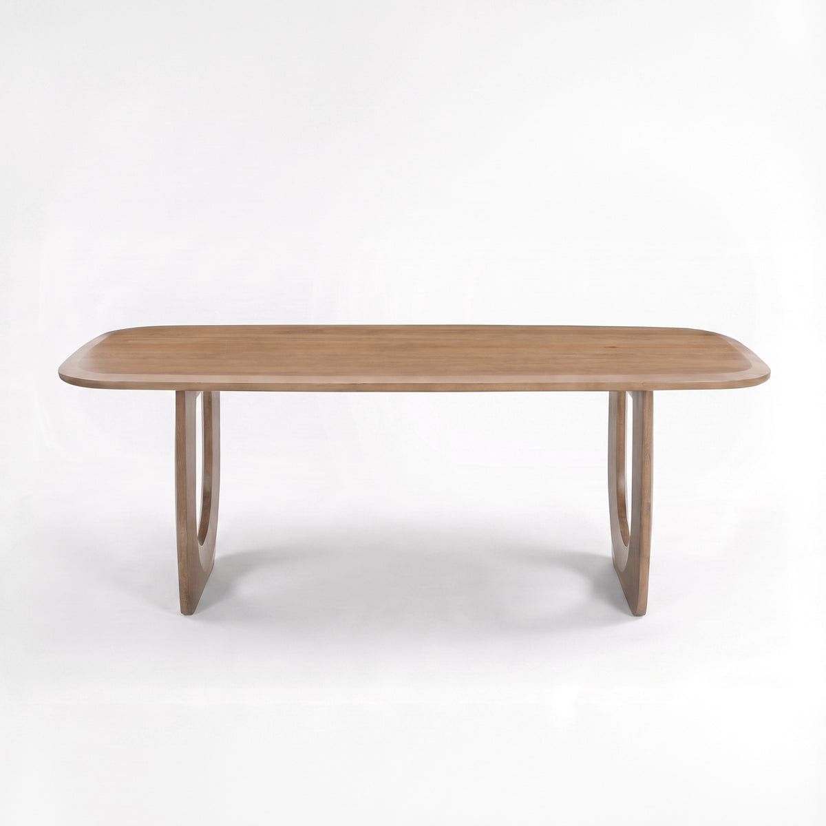 Table rectangulaire Maya en bois de manguier massif marron clair, vue de face - Maison Pavane