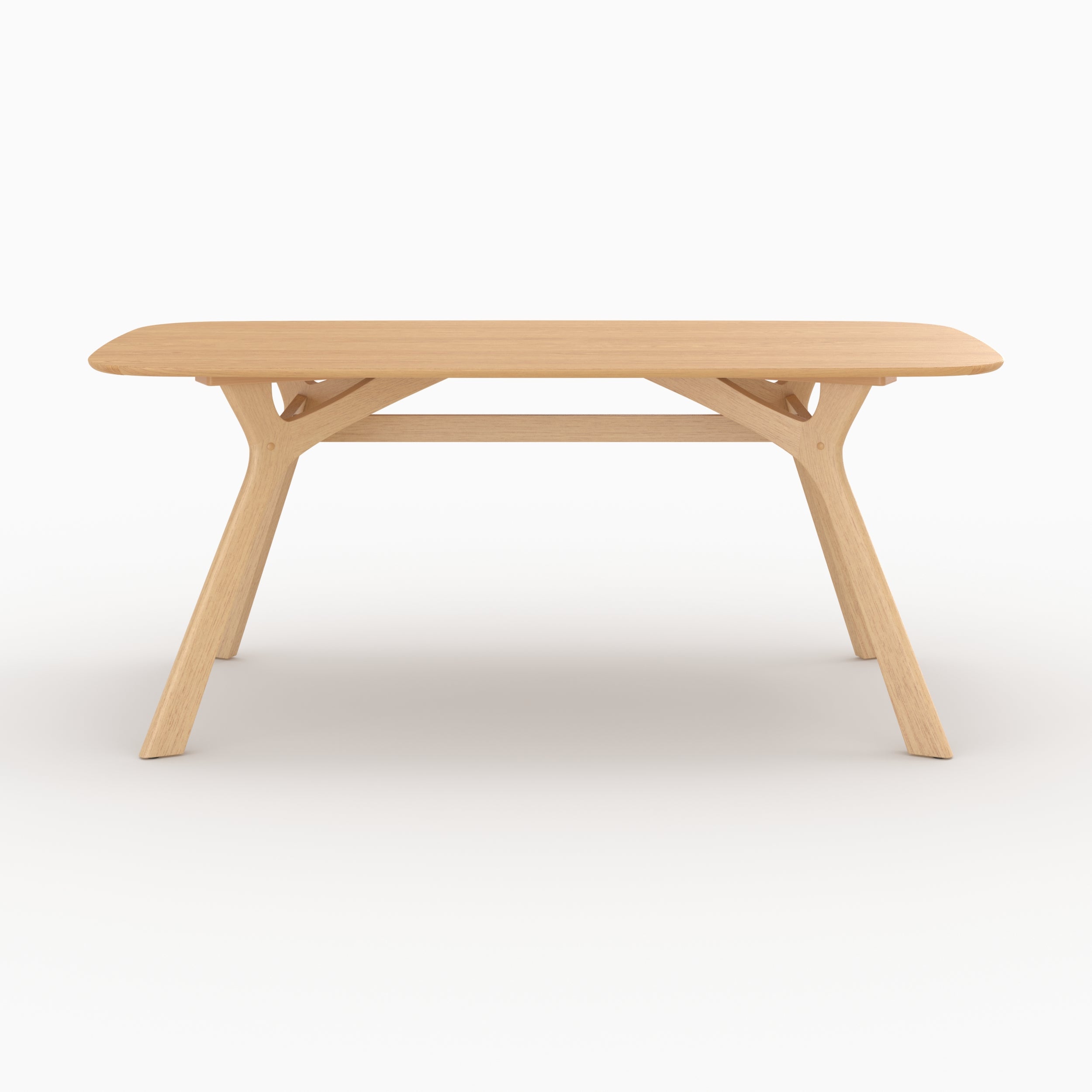 Mesa rectangular Paula para 6 personas de madera de caucho maciza y chapa de roble