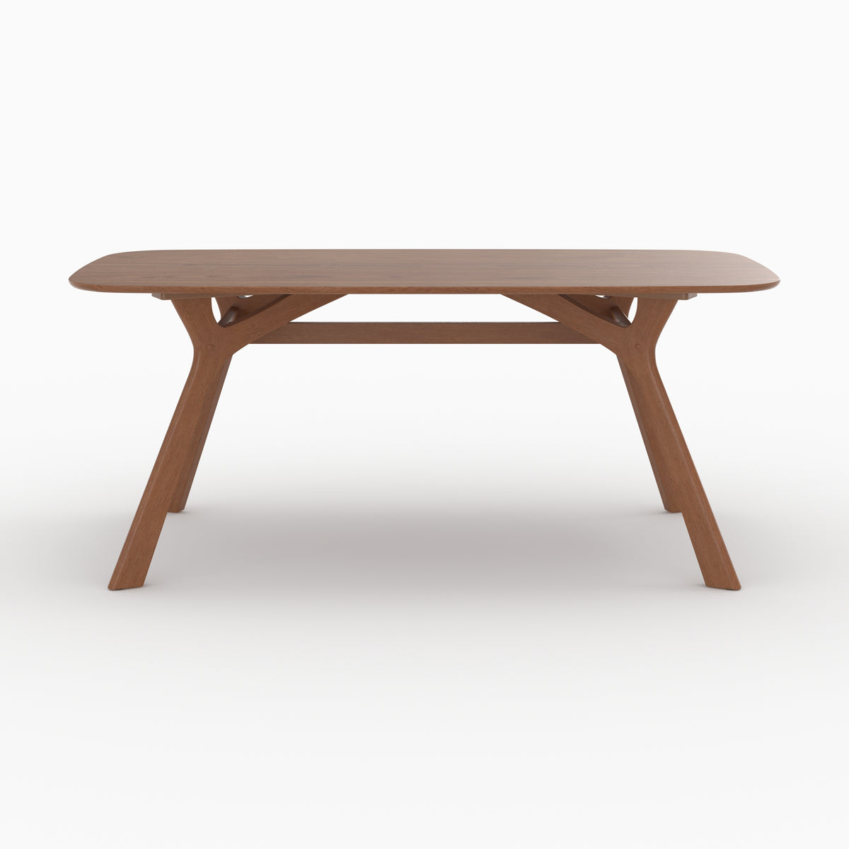 Table rectangulaire Paula en bois d'hévéa massif et placage en chêne foncé, vue de face - Maison Pavane