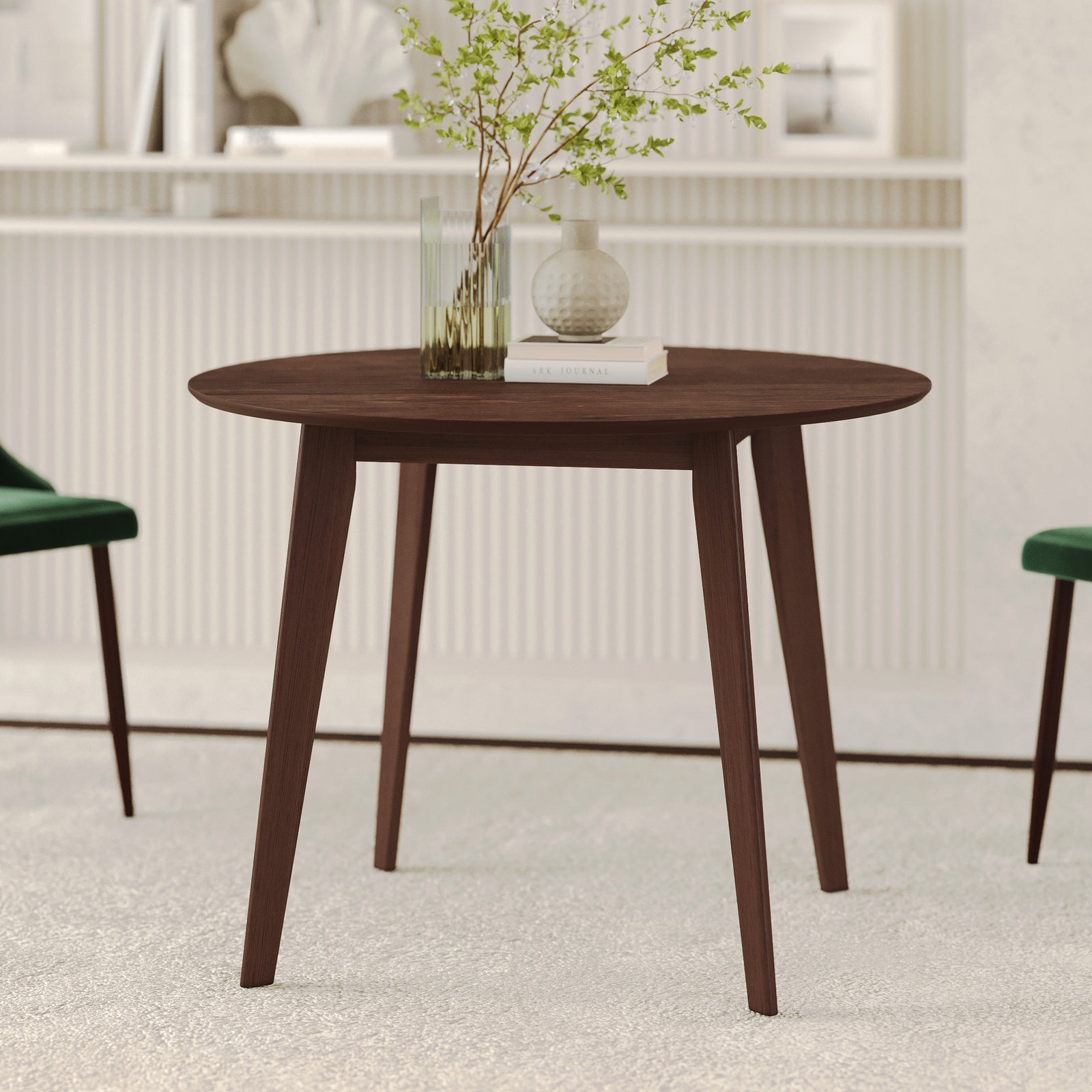 table ronde bois fonce reno 4 places rdv deco
