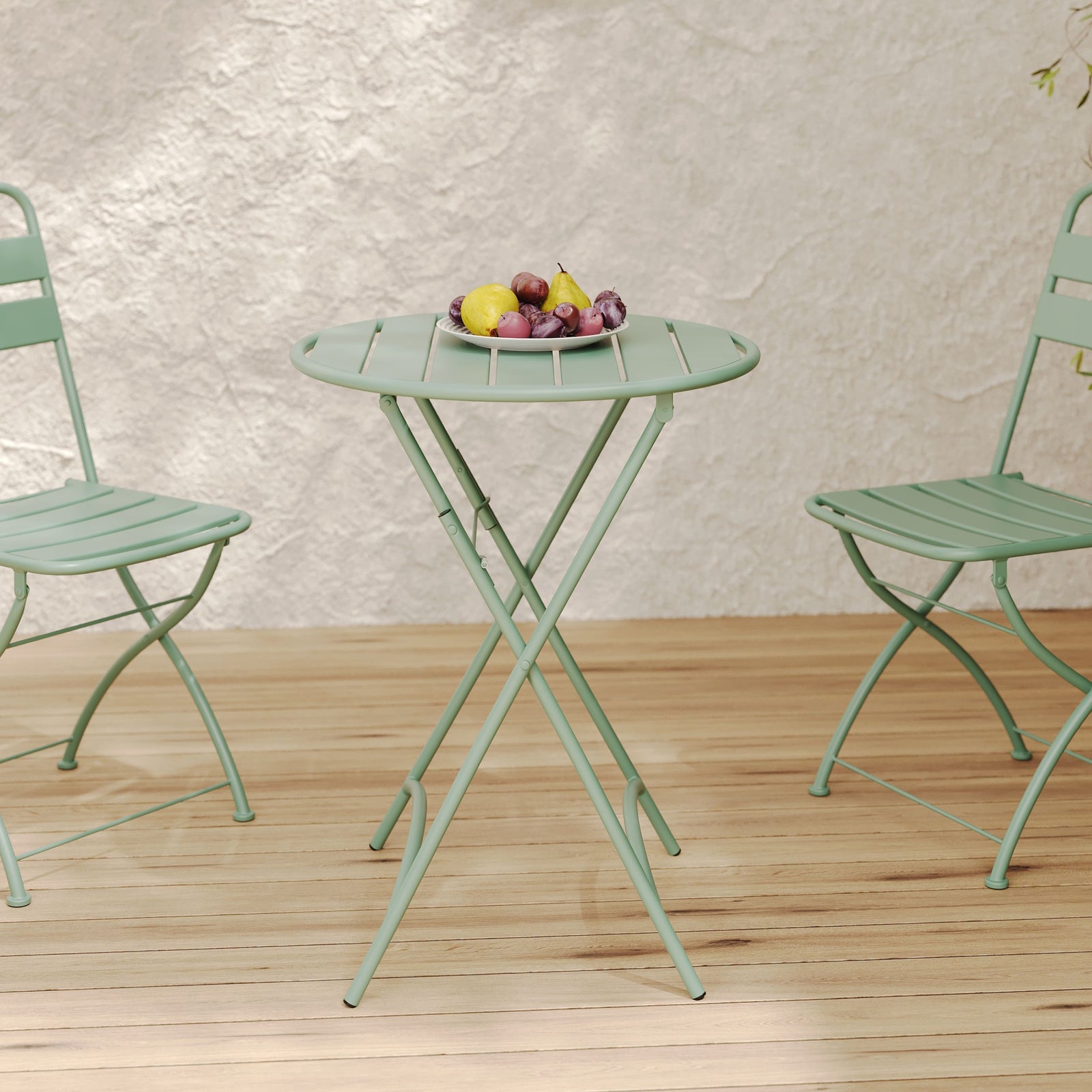 Table ronde de jardin métal vert pastel