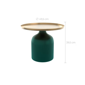 table ronde dore et vert en metal lyne
