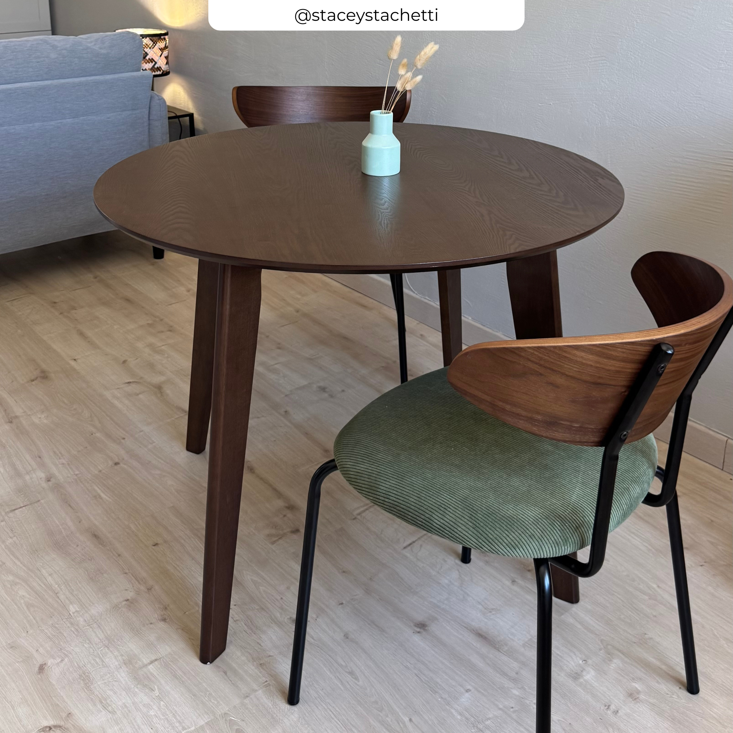 Réno - Runder Tisch aus dunklem Holz, D.100cm