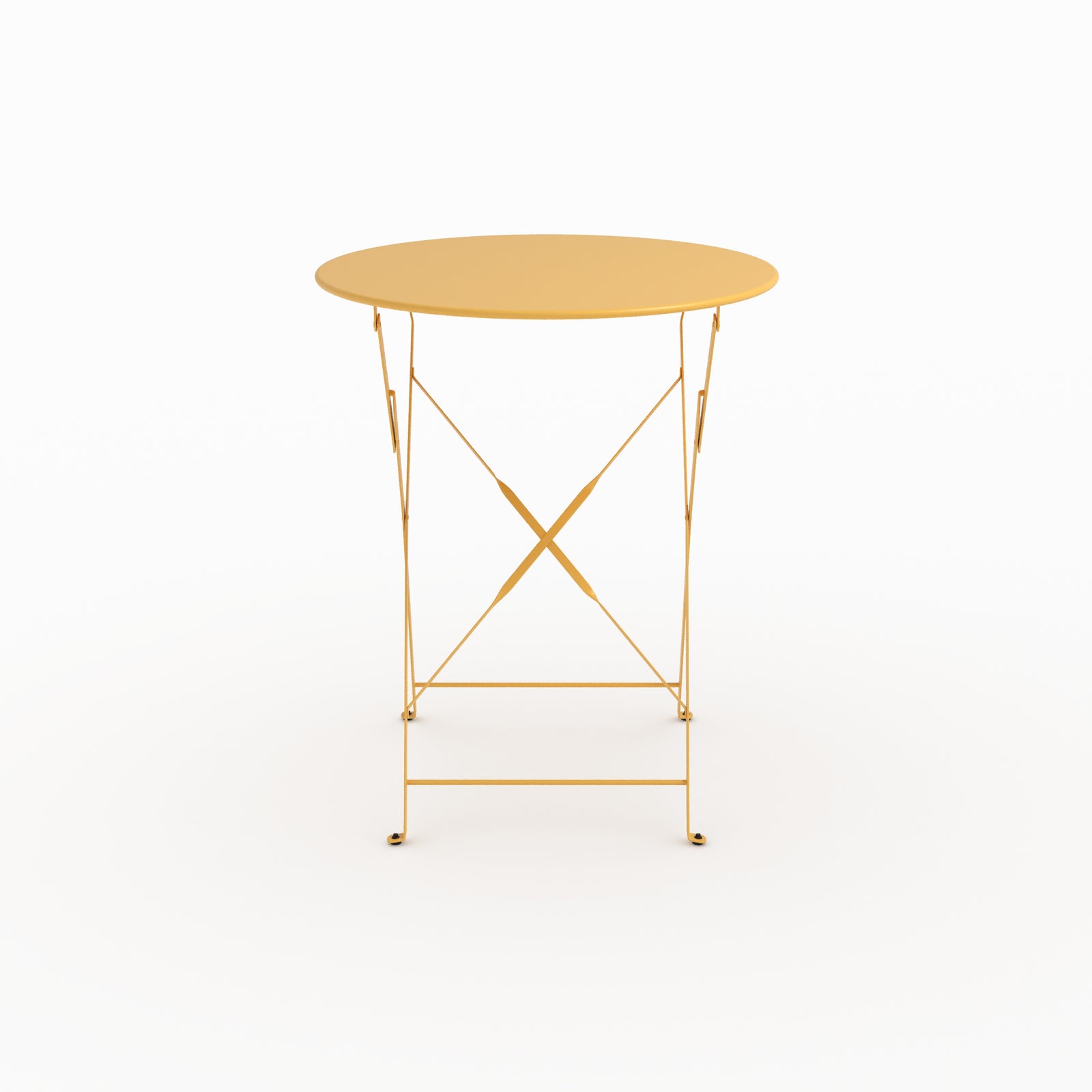 Table ronde et chaises de jardin pliantes Kayla 2 places en métal jaune zoom produit