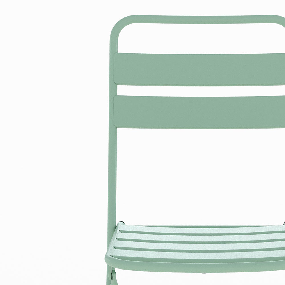 Table ronde et chaises de jardin pliantes Yumi 2 places en métal vert zoom produit