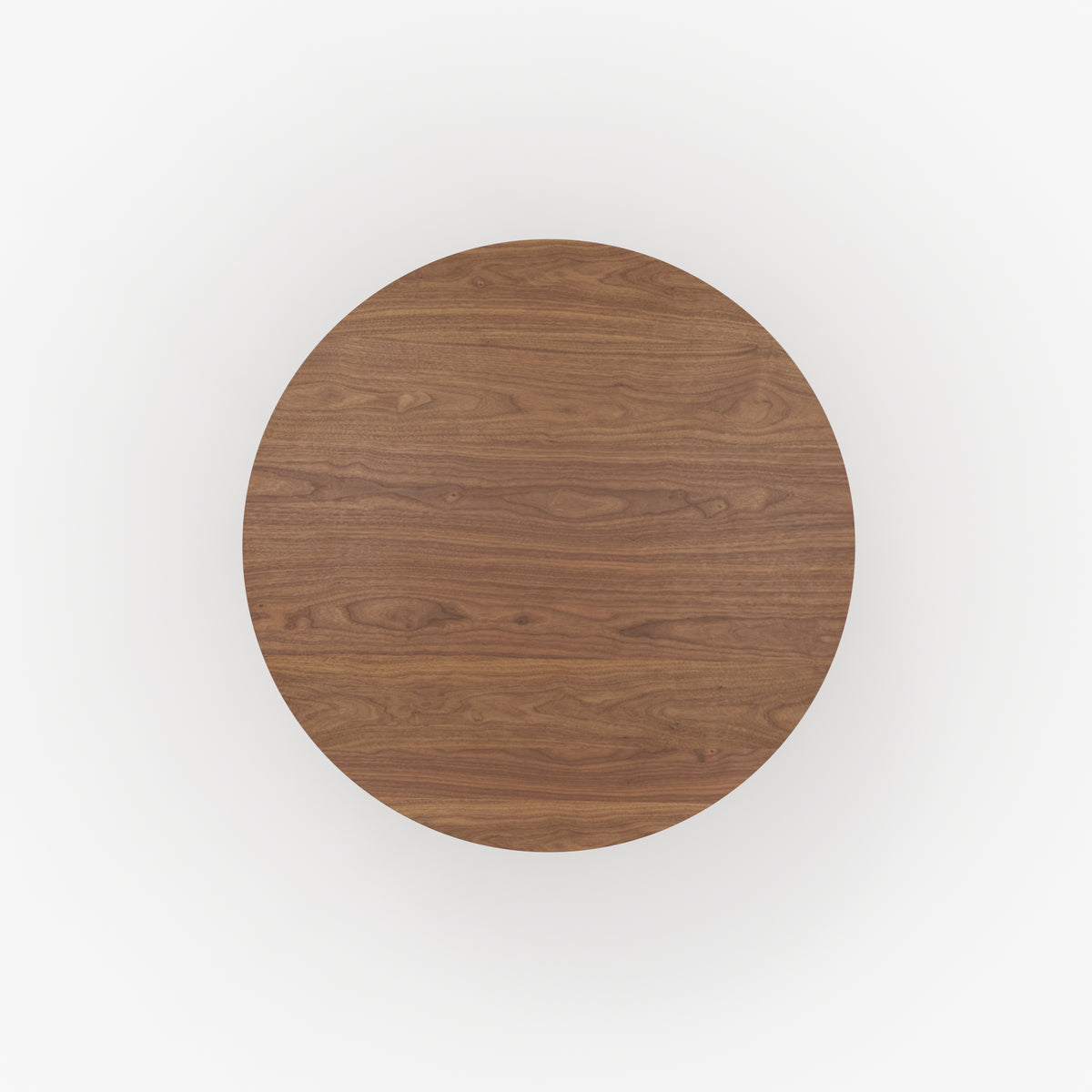 Plateau rond de la table Izzi en placage de chêne foncé, vue de dessus - Maison Pavane