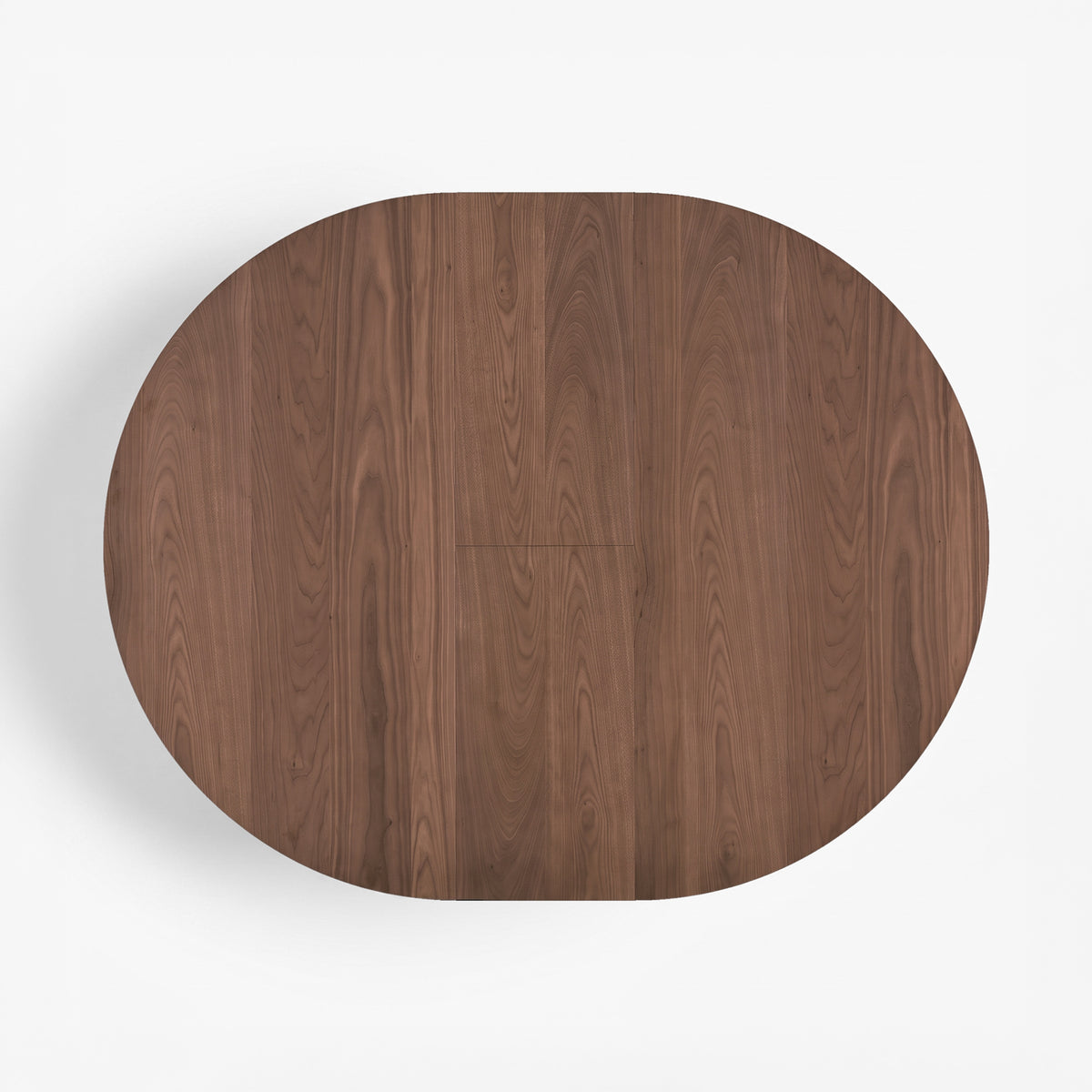 Table ronde Odette extensible en bois foncé, vue de dessus ouverte - Maison Pavane