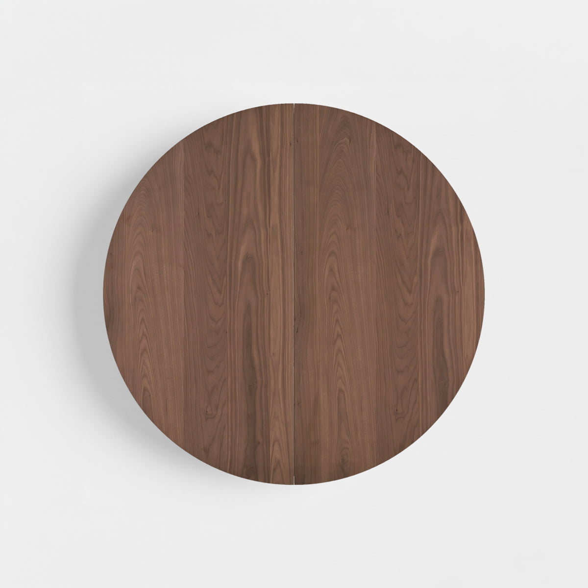 Table ronde Odette extensible en bois foncé, vue de dessus - Maison Pavane