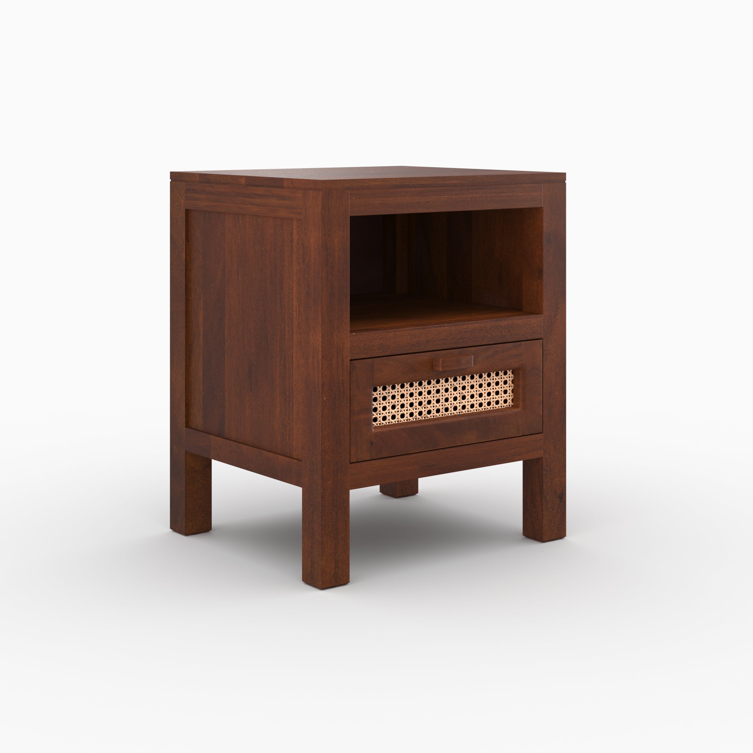 table_chevet_tiki_bois_fonce_manguier_cannage_style_vintage