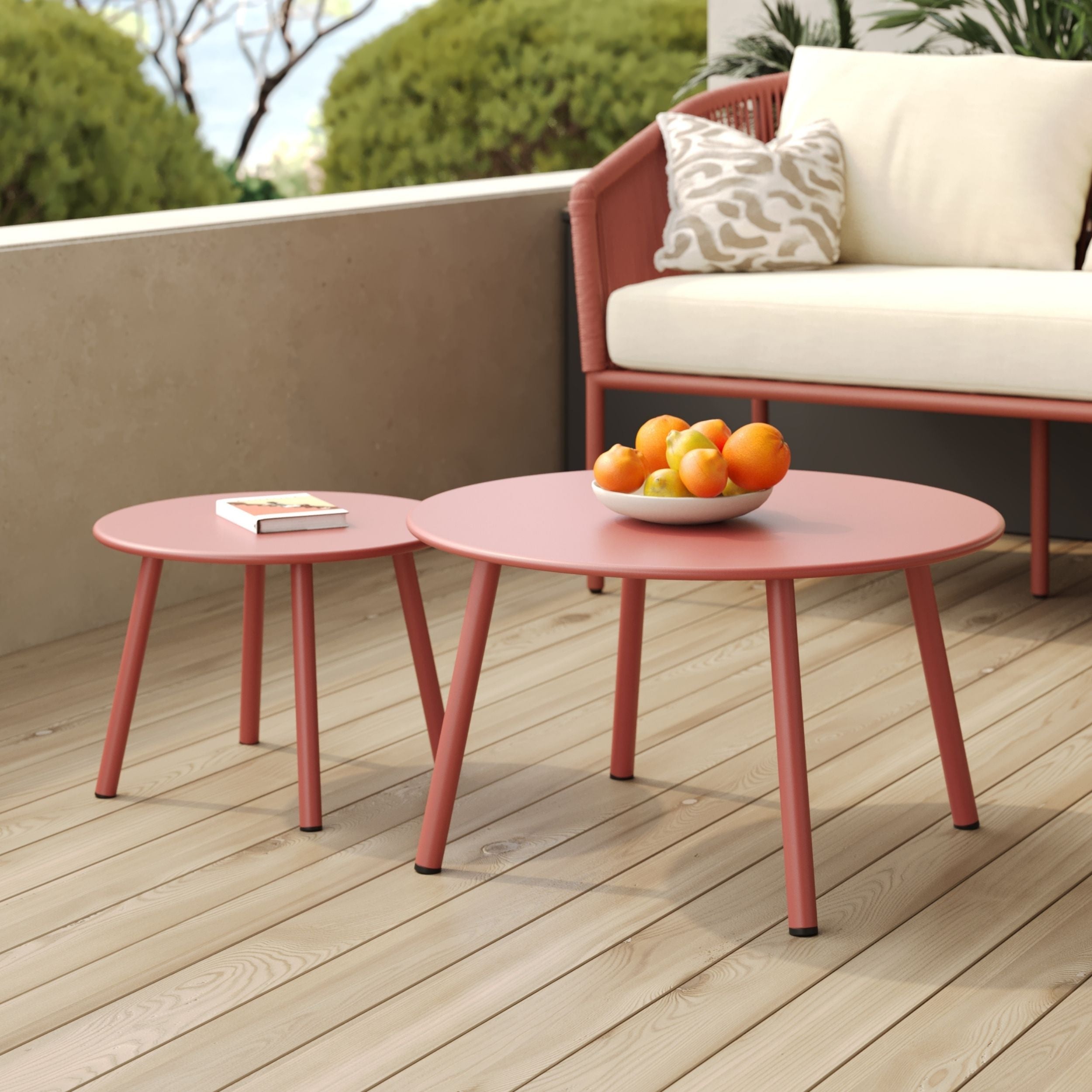 Tables basses de jardin feria en métal terracotta