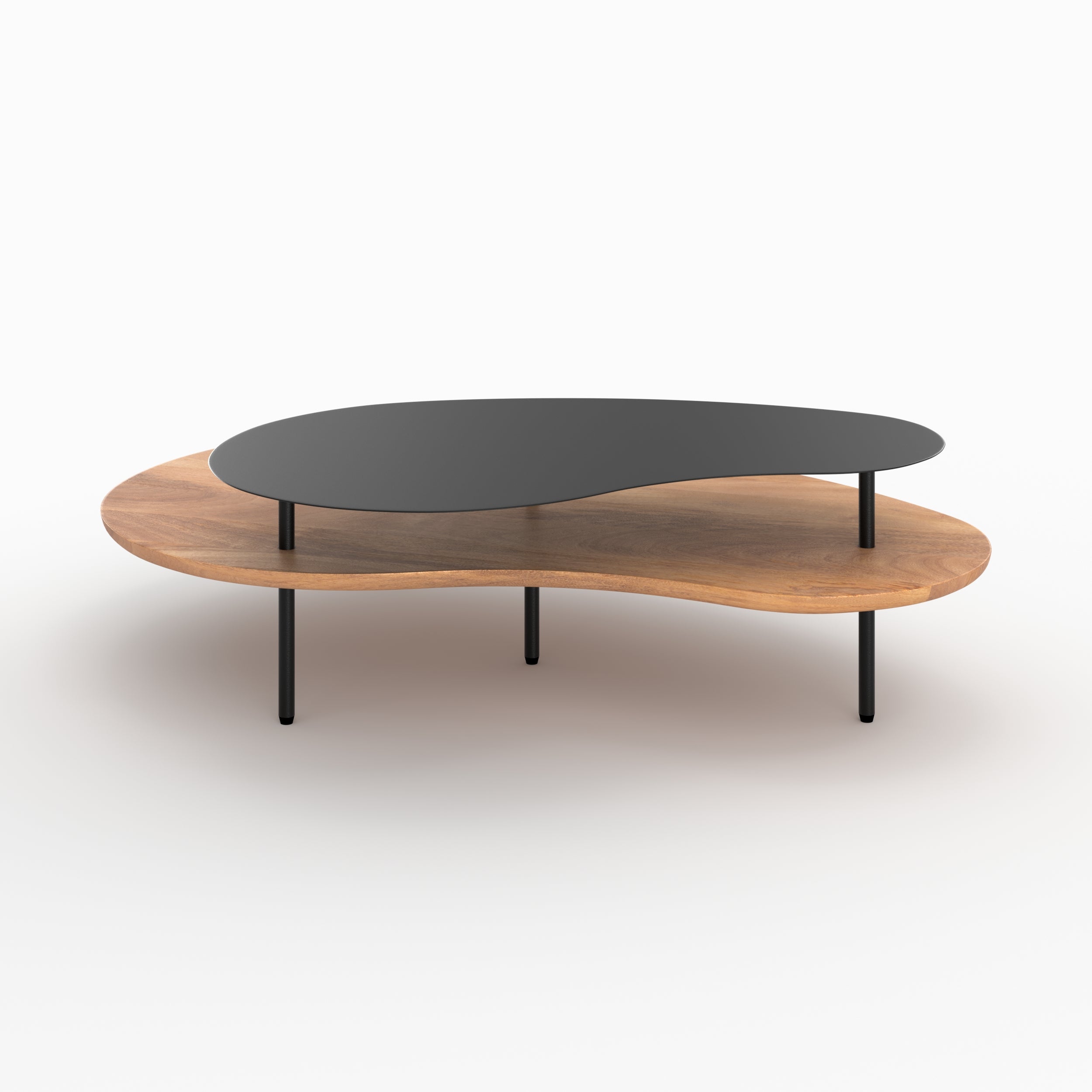 tables gigognes moji bois et metal noir lot 2