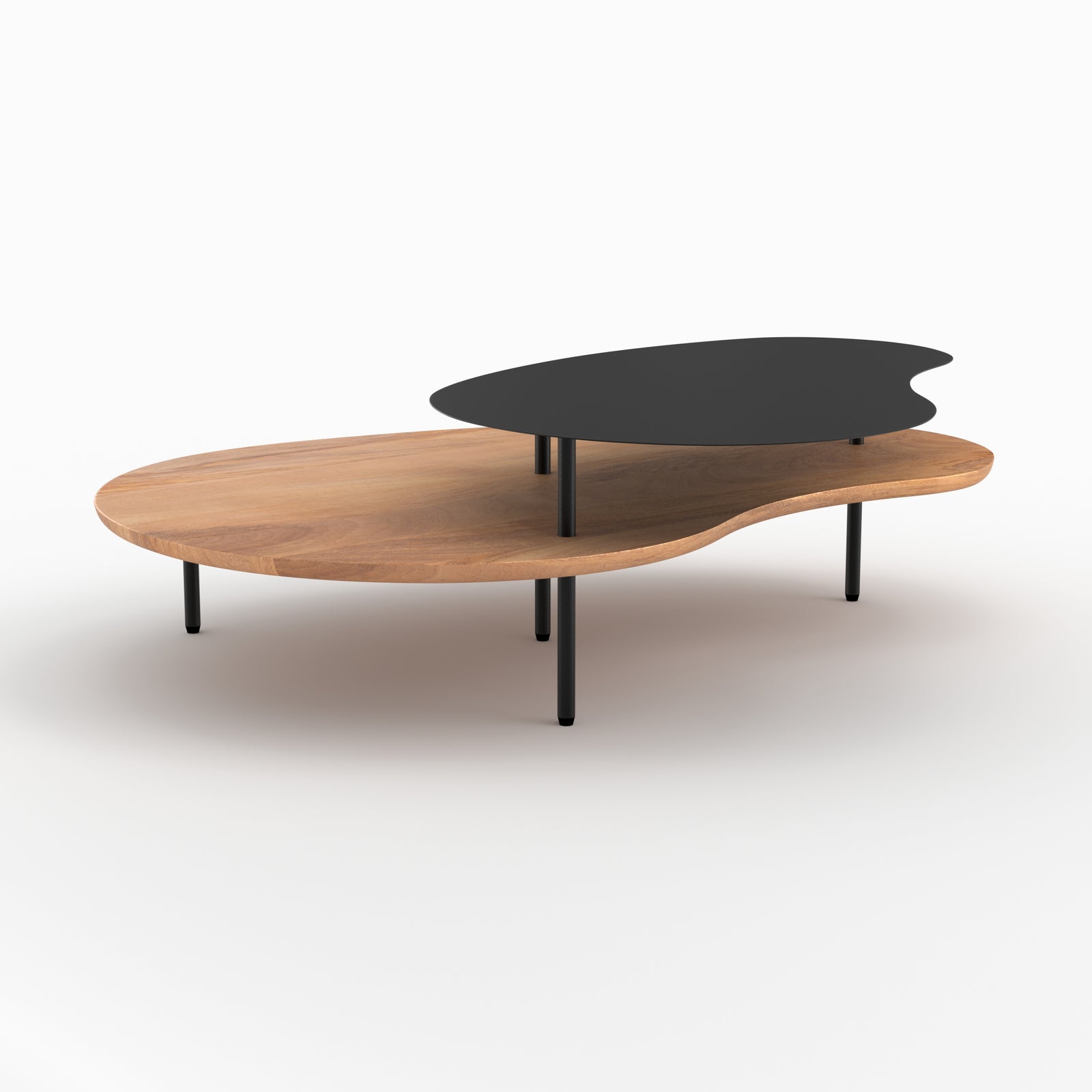 tables gigognes moji bois metal noir lot de 2