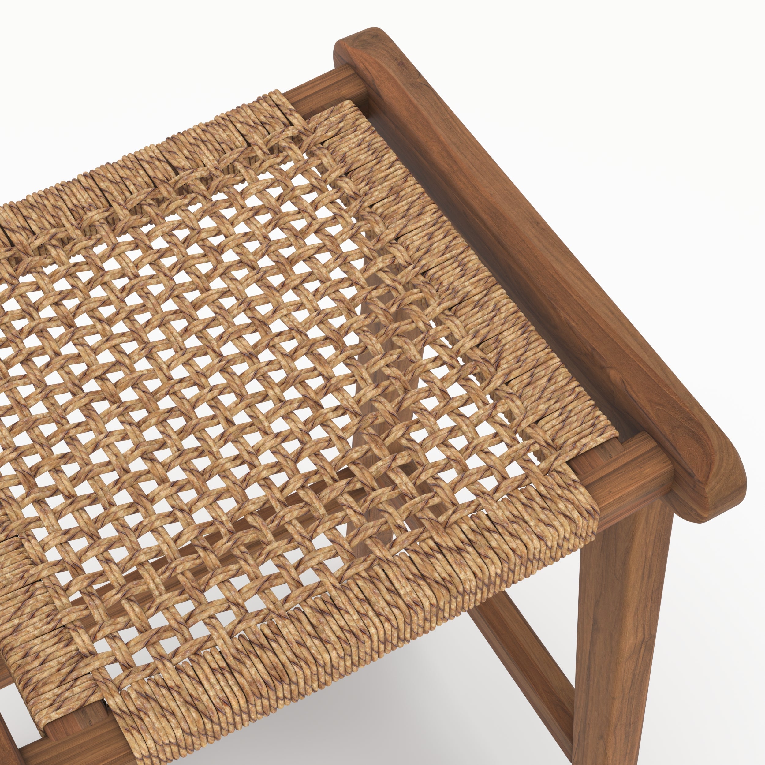 Tabouret 66cm Omaha ilot central teck tressage synthétique