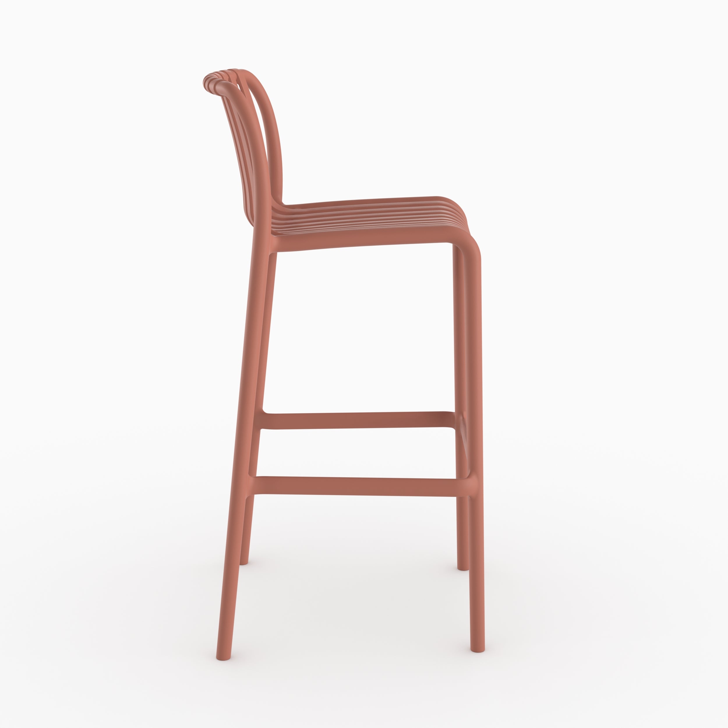 Tabouret bar Duli rouge brique plastique terrasse