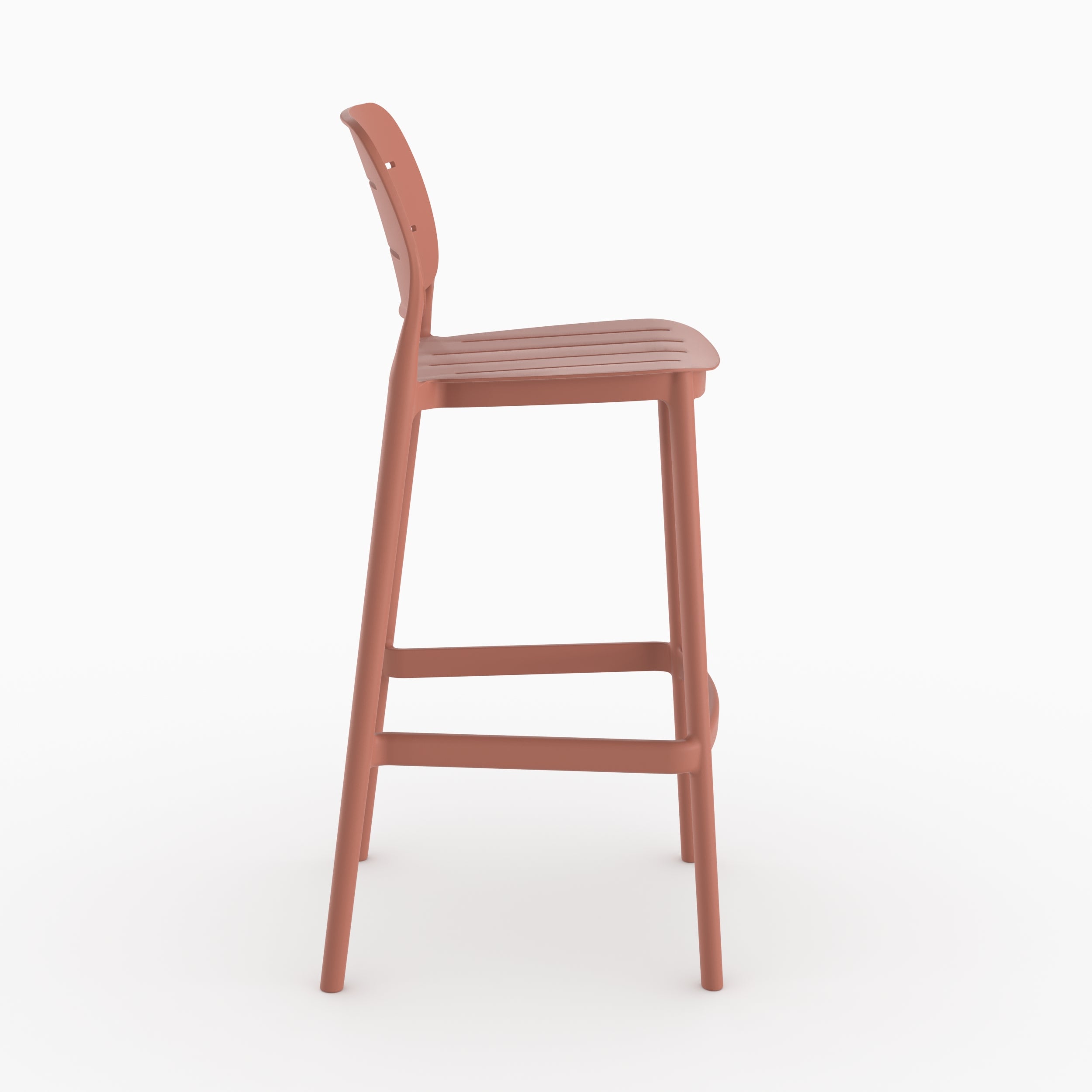 Tabouret bar Duli terracotta plastique vue detaillee face
