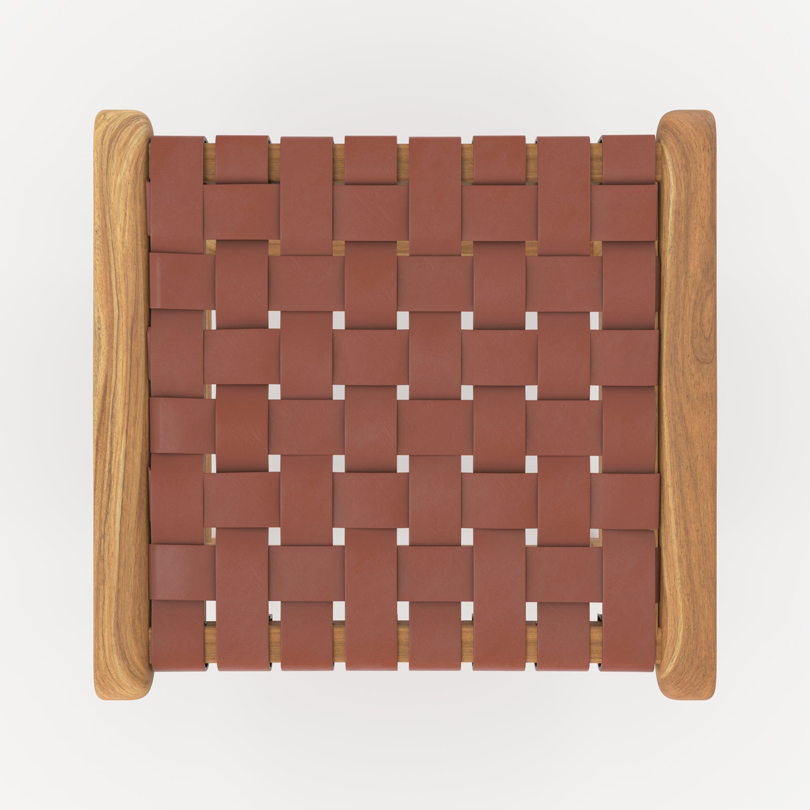 Assise en cuir tressé marron du tabouret de bar Kuna vue de dessus - Maison Pavane