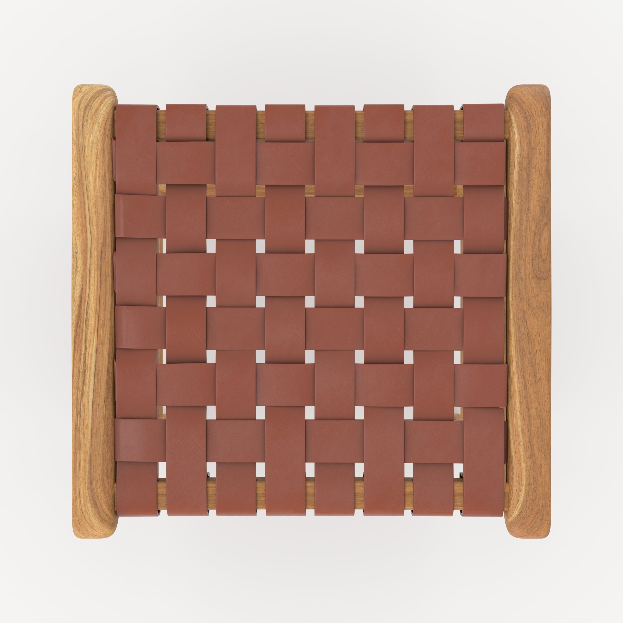 Assise en cuir tressé marron du tabouret de bar Kuna vue de dessus - Maison Pavane